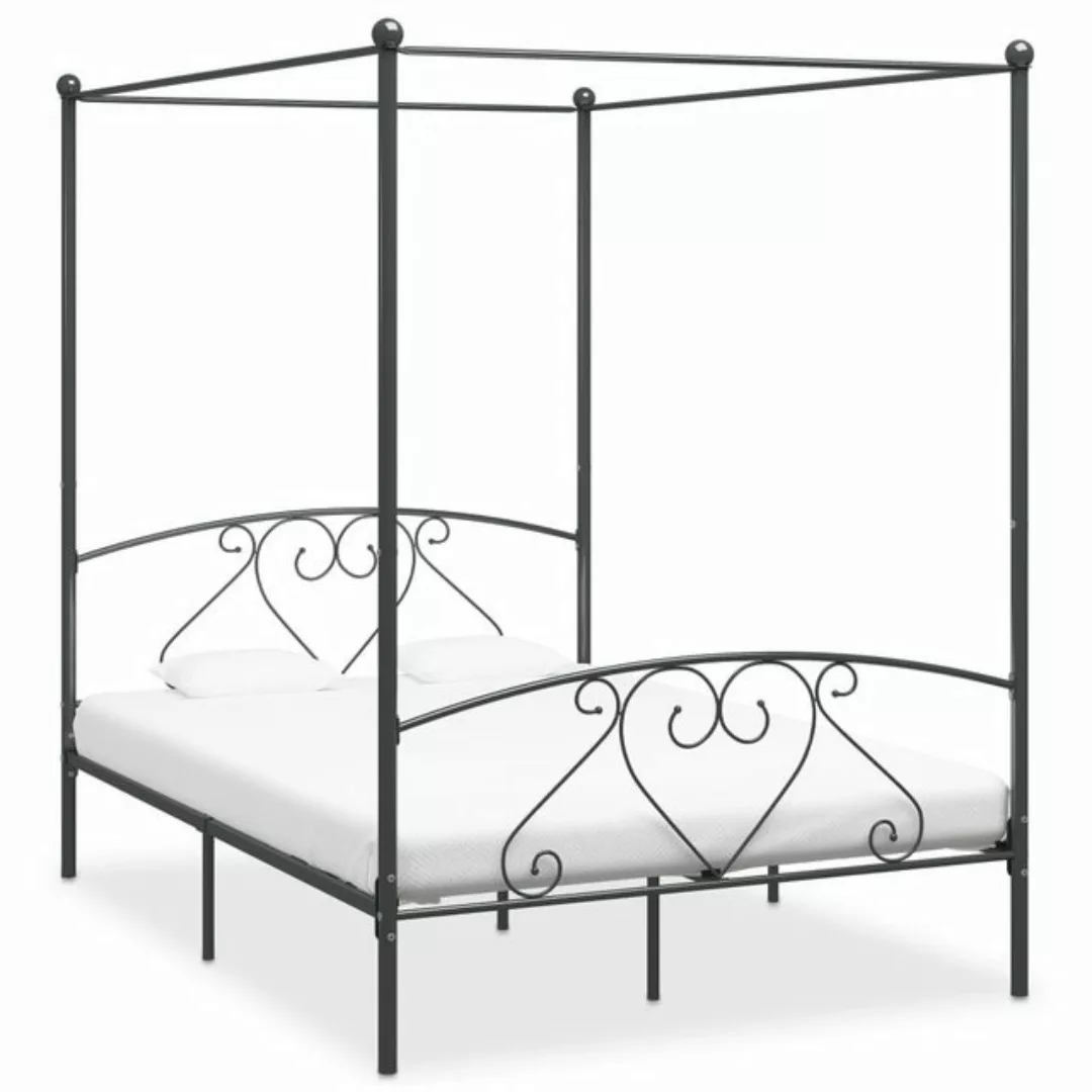 Himmelbett-gestell Grau Metall 160 X 200 Cm günstig online kaufen