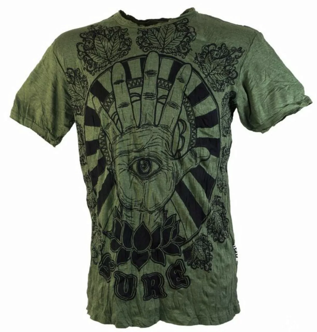 Guru-Shop T-Shirt Sure Herren T-Shirt Magic Eye - olive Goa Style, Festival günstig online kaufen