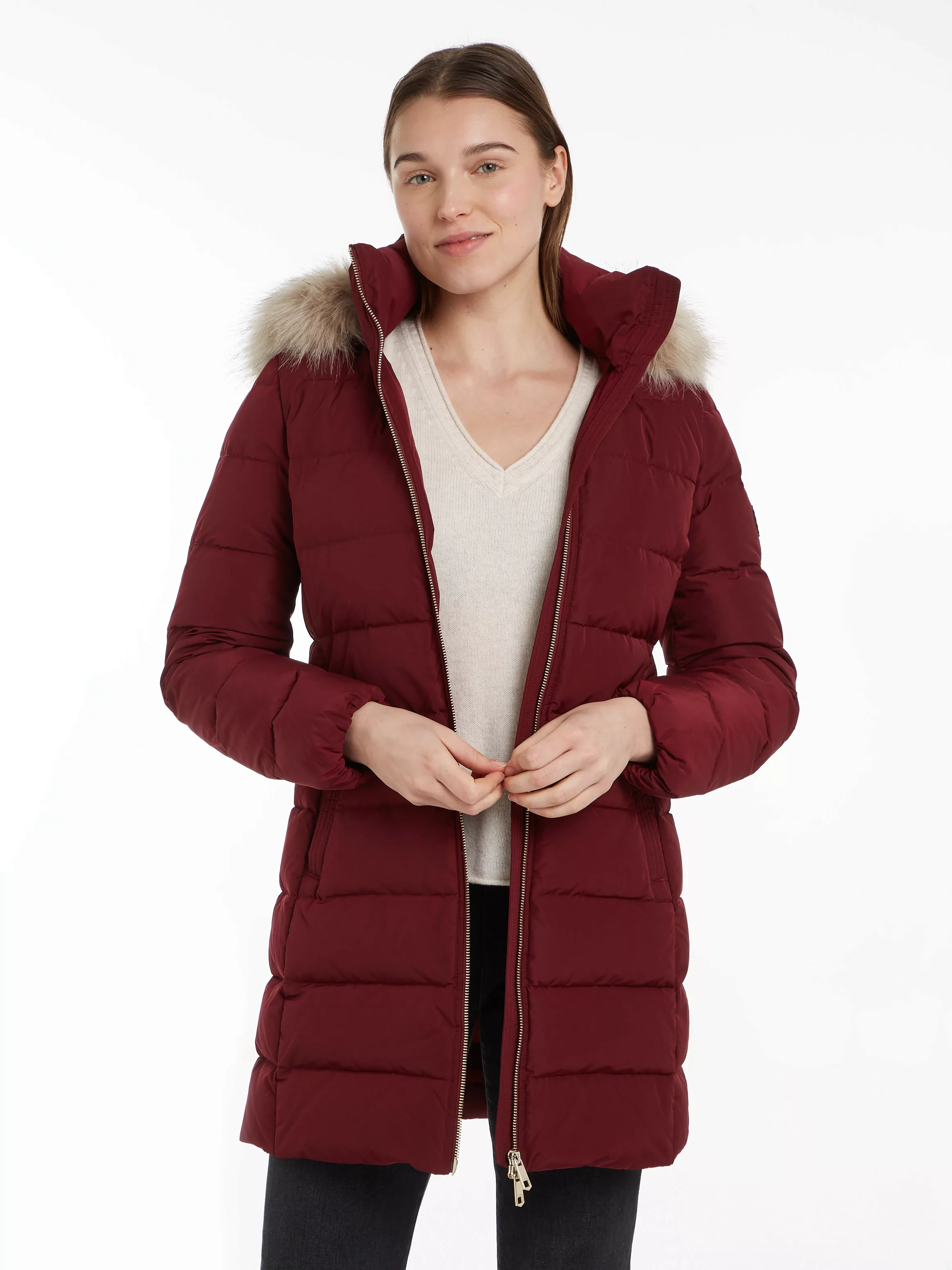 Tommy Hilfiger Steppmantel HERITAGE DOWN TYRA COAT WITH FUR mit Fellimitat günstig online kaufen