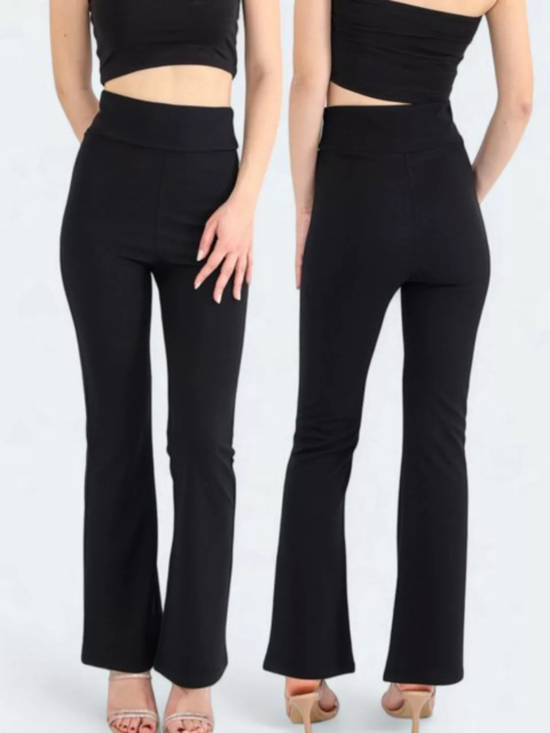 fashionshowcase Schlaghose Damenhose Scuba Hose Taillenhose High Waist Stre günstig online kaufen