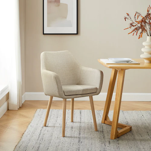 SalesFever Armlehnstuhl, Strukturstoff, Stuhlbeine aus massivem Eichenholz günstig online kaufen