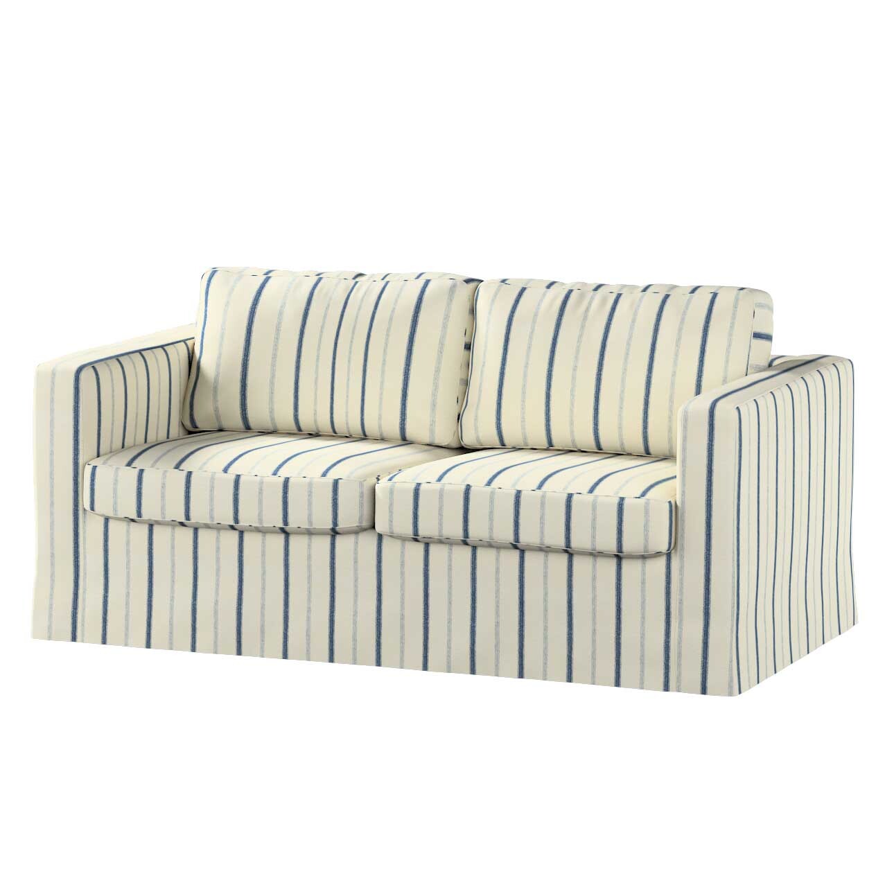 Bezug für Karlstad 2-Sitzer Sofa nicht ausklappbar, lang, creme- blau gestr günstig online kaufen