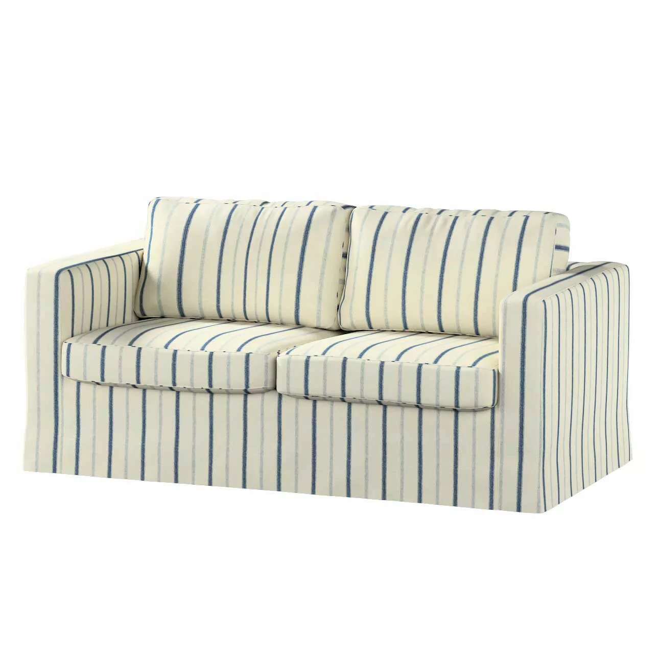 Bezug für Karlstad 2-Sitzer Sofa nicht ausklappbar, lang, creme- blau gestr günstig online kaufen