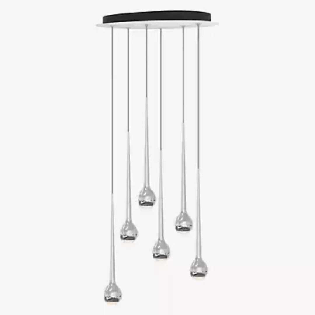 Grau Falling Sun Pendelleuchte LED Cluster - 6-flammig, Chrom - 200 cm günstig online kaufen