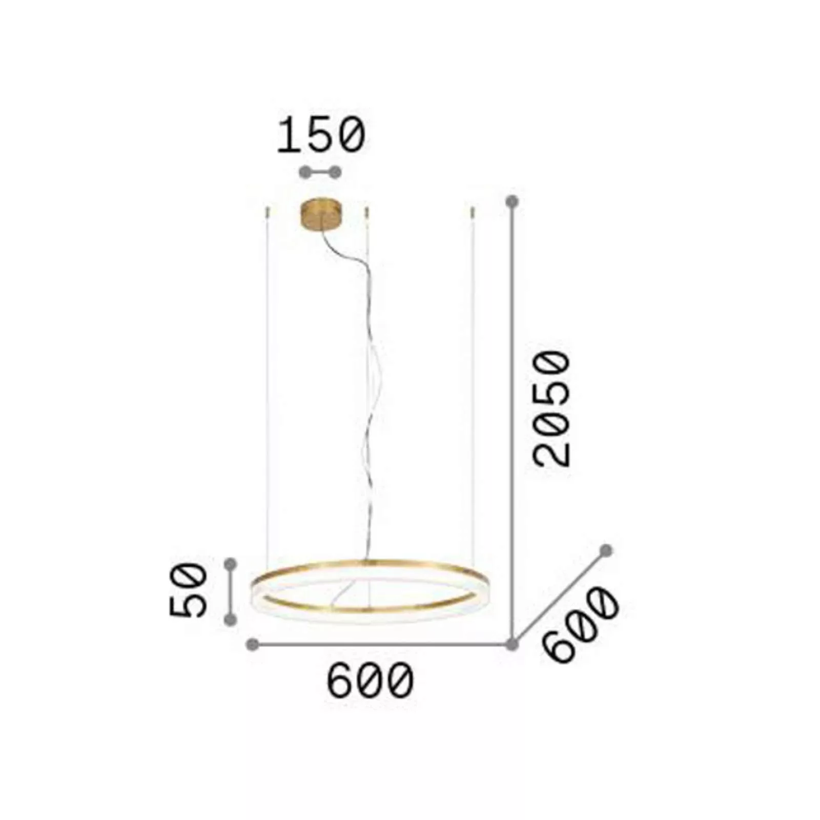 Ideal Lux LED-Hängelampe Crown Ø 60 cm, messingfarben Metall günstig online kaufen