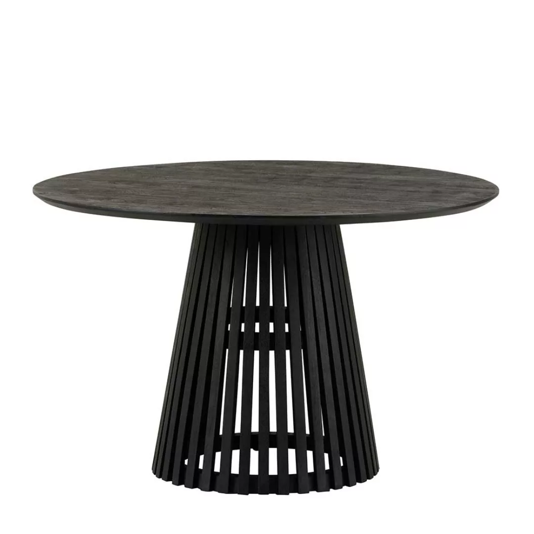Holz Küchentisch modern in Schwarz runder Tischplatte günstig online kaufen