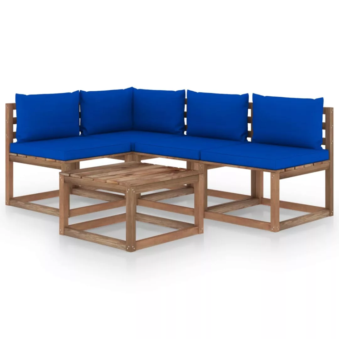 5-tlg. Garten-lounge-set Mit Blauen Kissen günstig online kaufen