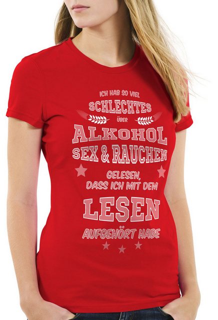 style3 T-Shirt Viel schlechtes Alkohol Sex Rauchen gelesen bier trinken vat günstig online kaufen