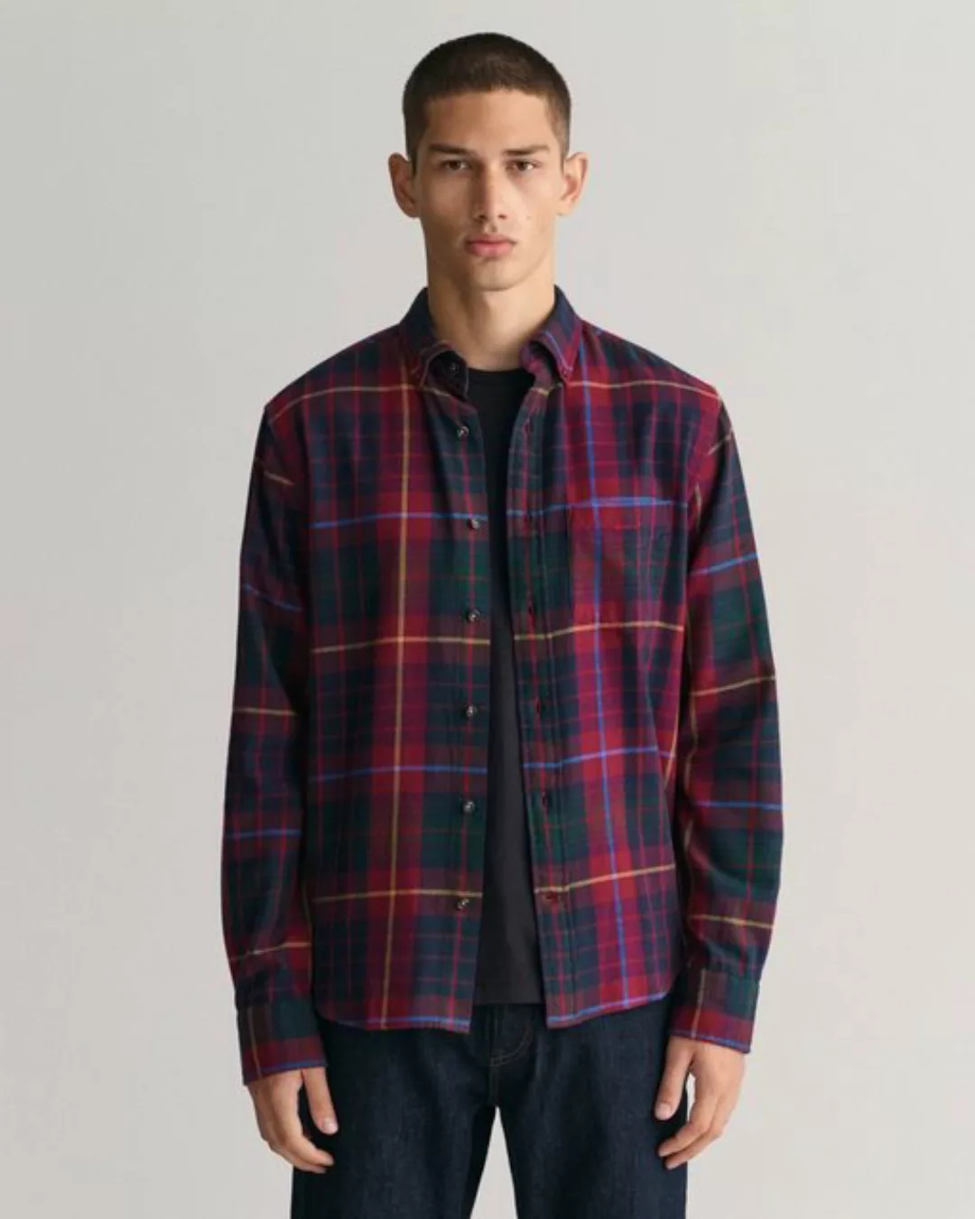 Gant Langarmhemd Regular Fit Flannel Kariert dicker pflegeleicht warm günstig online kaufen