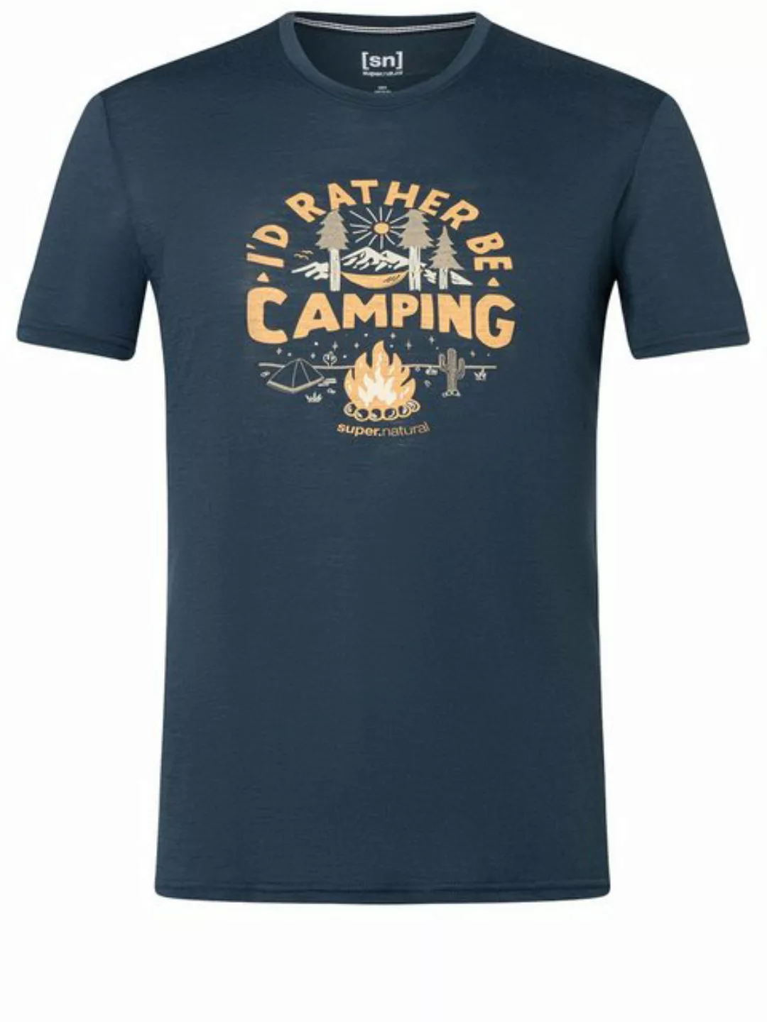 SUPER.NATURAL T-Shirt für Herren, Merino NO GLAMPING Camp Motiv, atmungsakt günstig online kaufen