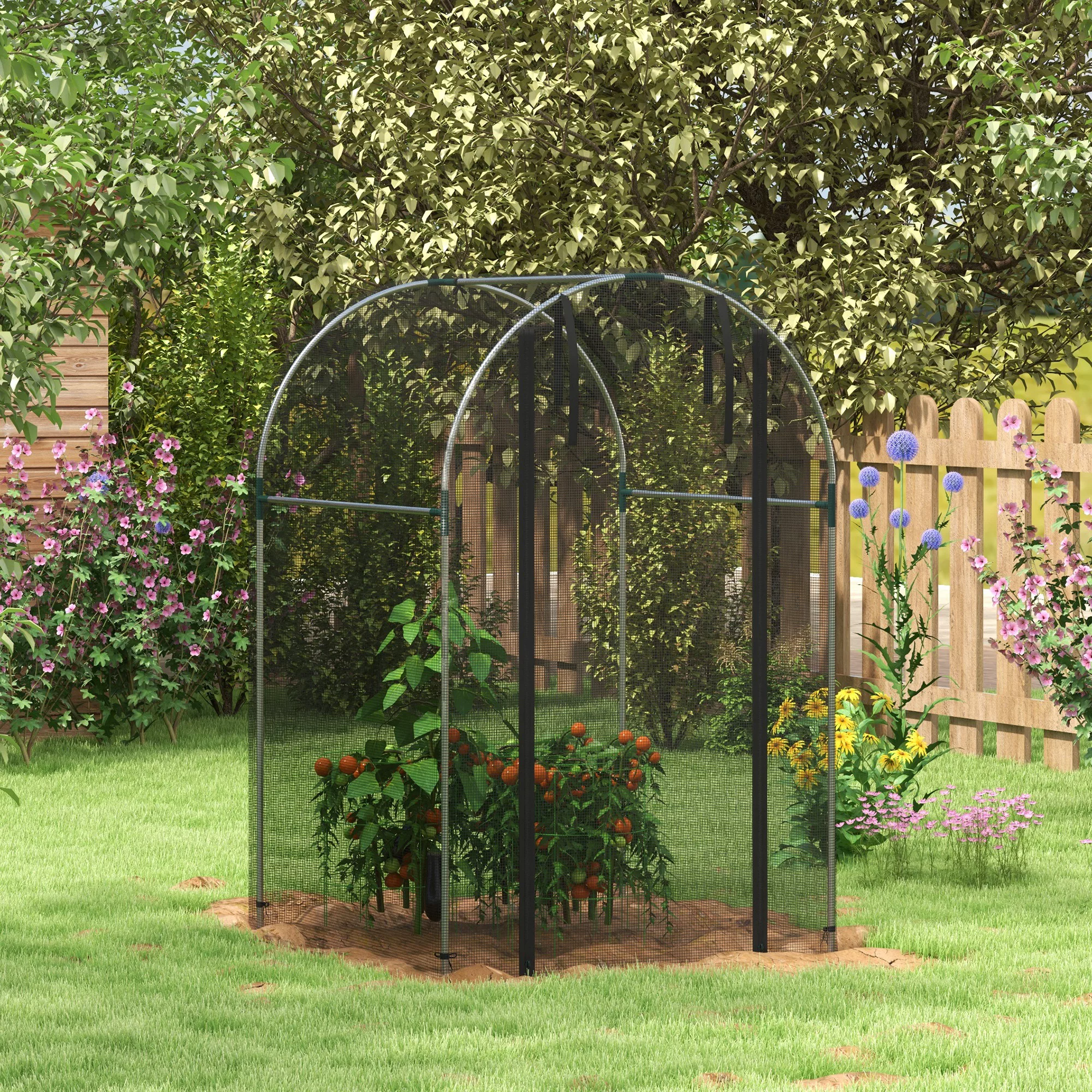 Outsunny Insektenschutznetz 1,2 x 1,2 m Gartennetz mit Tür, Pflanzenschutzz günstig online kaufen
