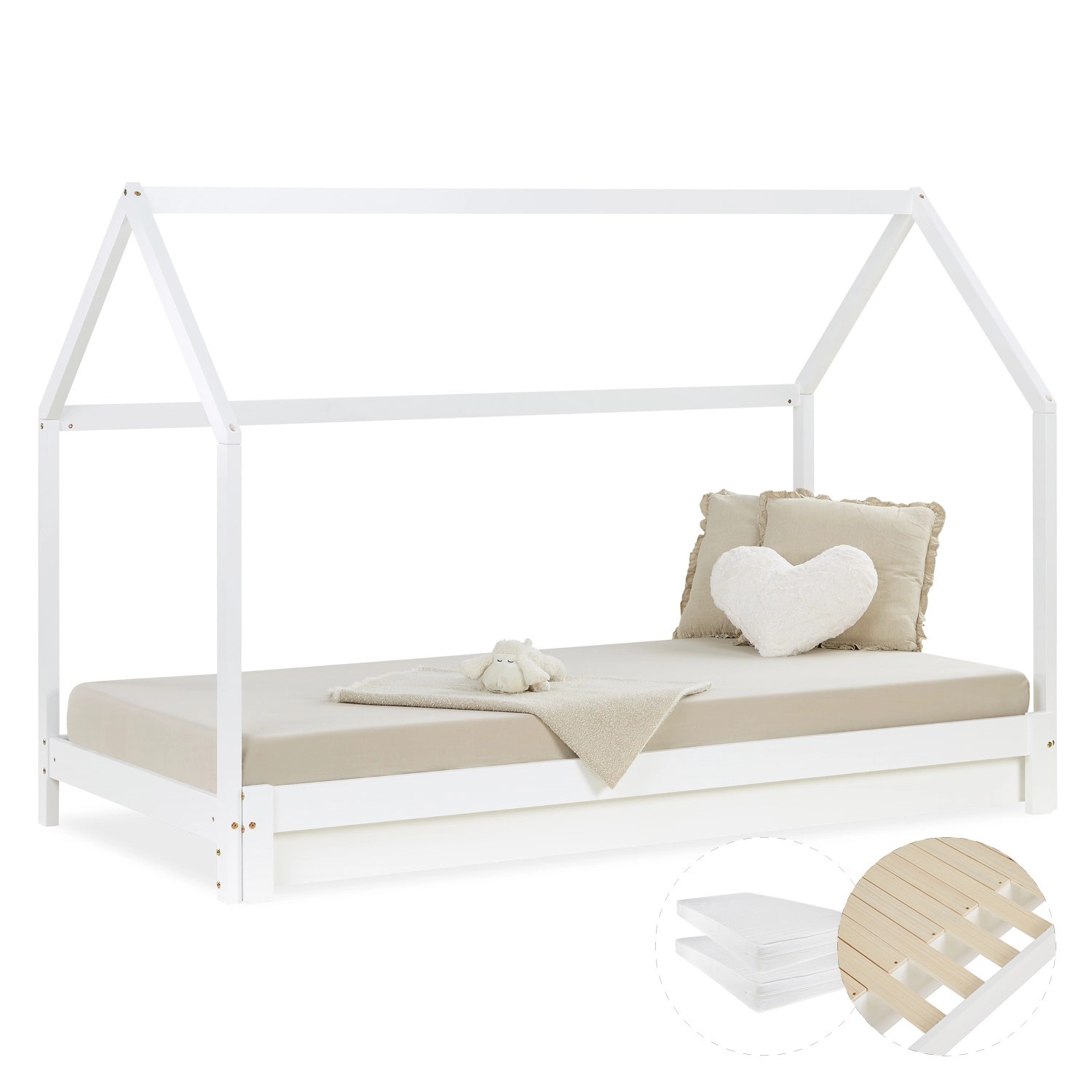 Homestyle4u Hausbett 90x200 Kinderbett Hausbett Weiß günstig online kaufen