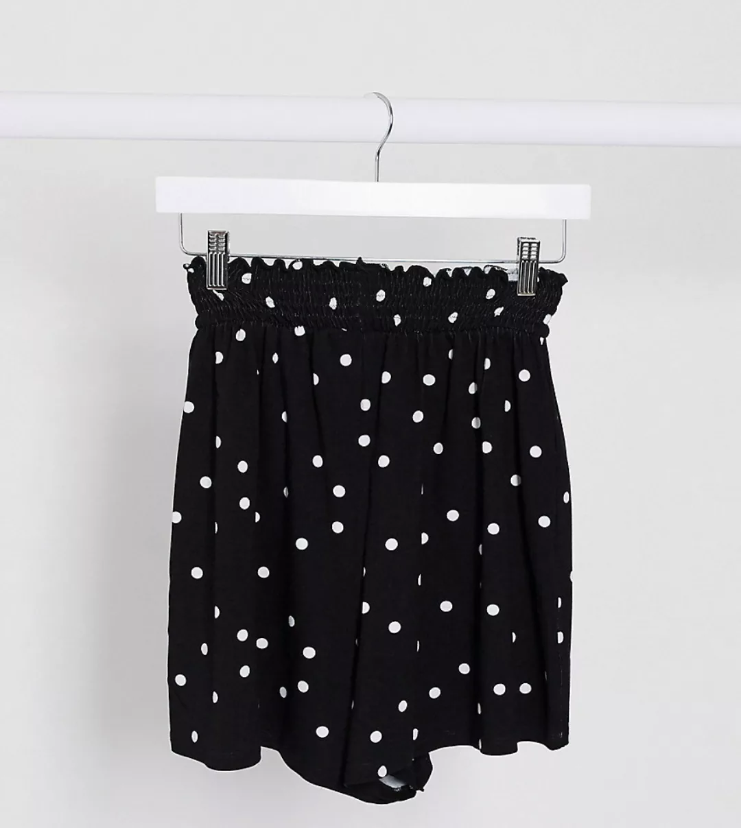 ASOS DESIGN Tall – Shorts mit geraffter Taille und Punktmuster-Mehrfarbig günstig online kaufen