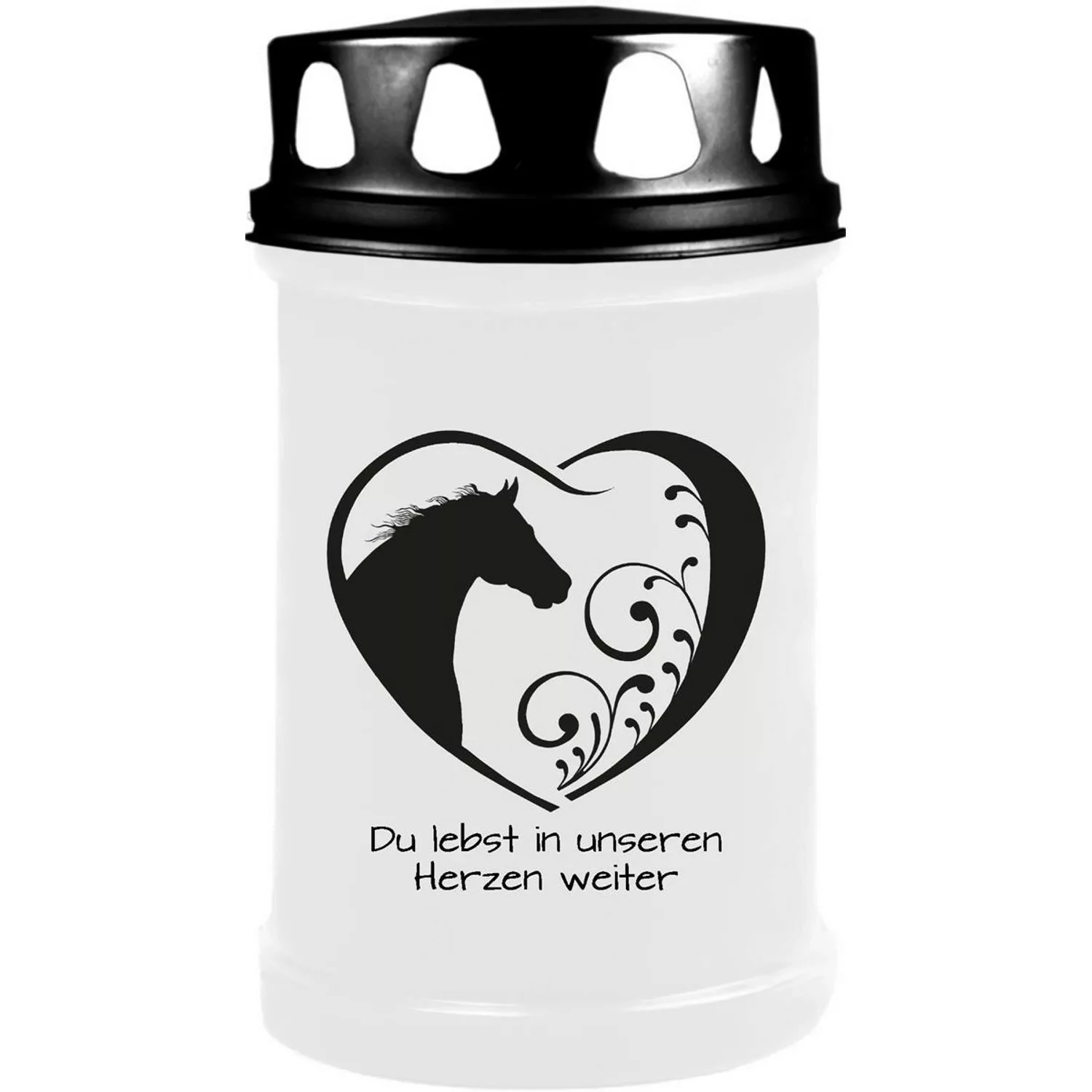 HS Candle Grabkerze Weiß 48h Deckel Schwarz Herz Schwarz günstig online kaufen