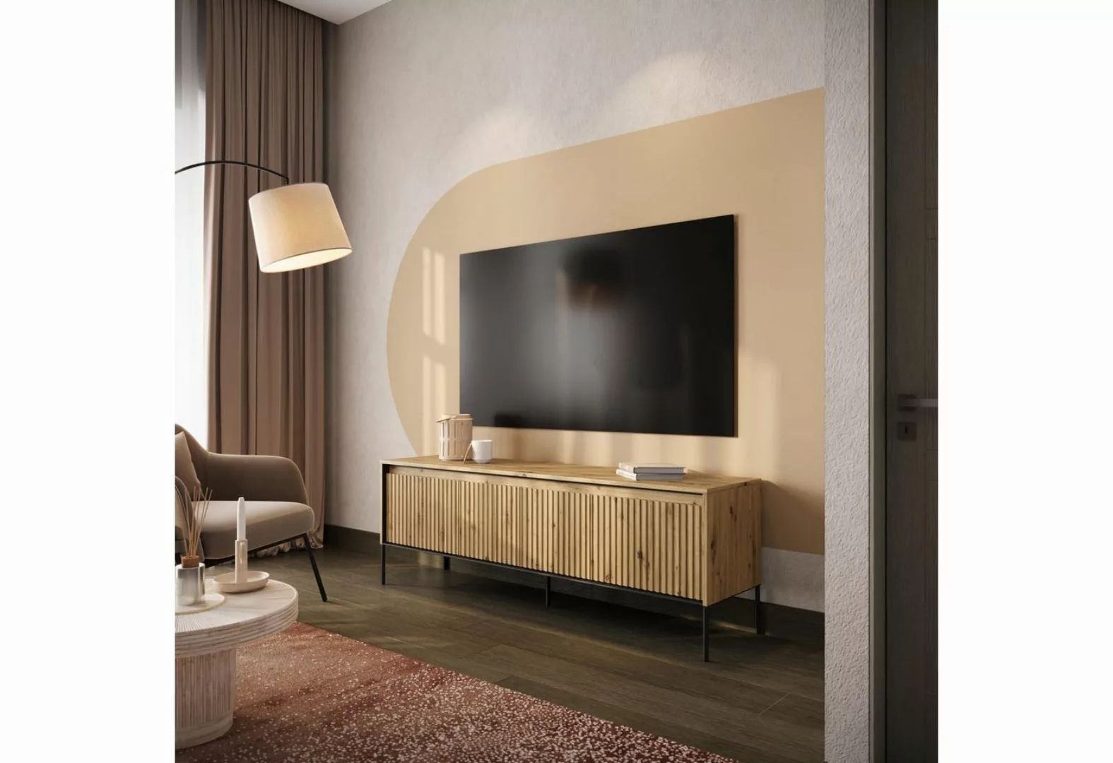 Compleo TV-Schrank FLORE mit 4 Klappen/Türen, Fronten gefräst, Breite: 167 günstig online kaufen