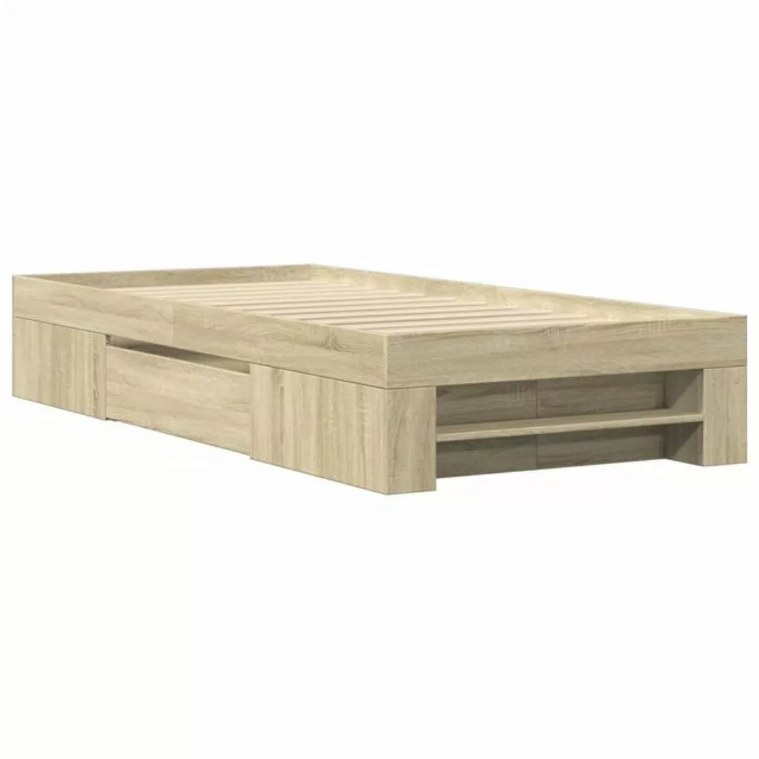 vidaXL Bett Bettgestell ohne Matratze Sonoma-Eiche 75x190 cm Holzwerkstoff günstig online kaufen