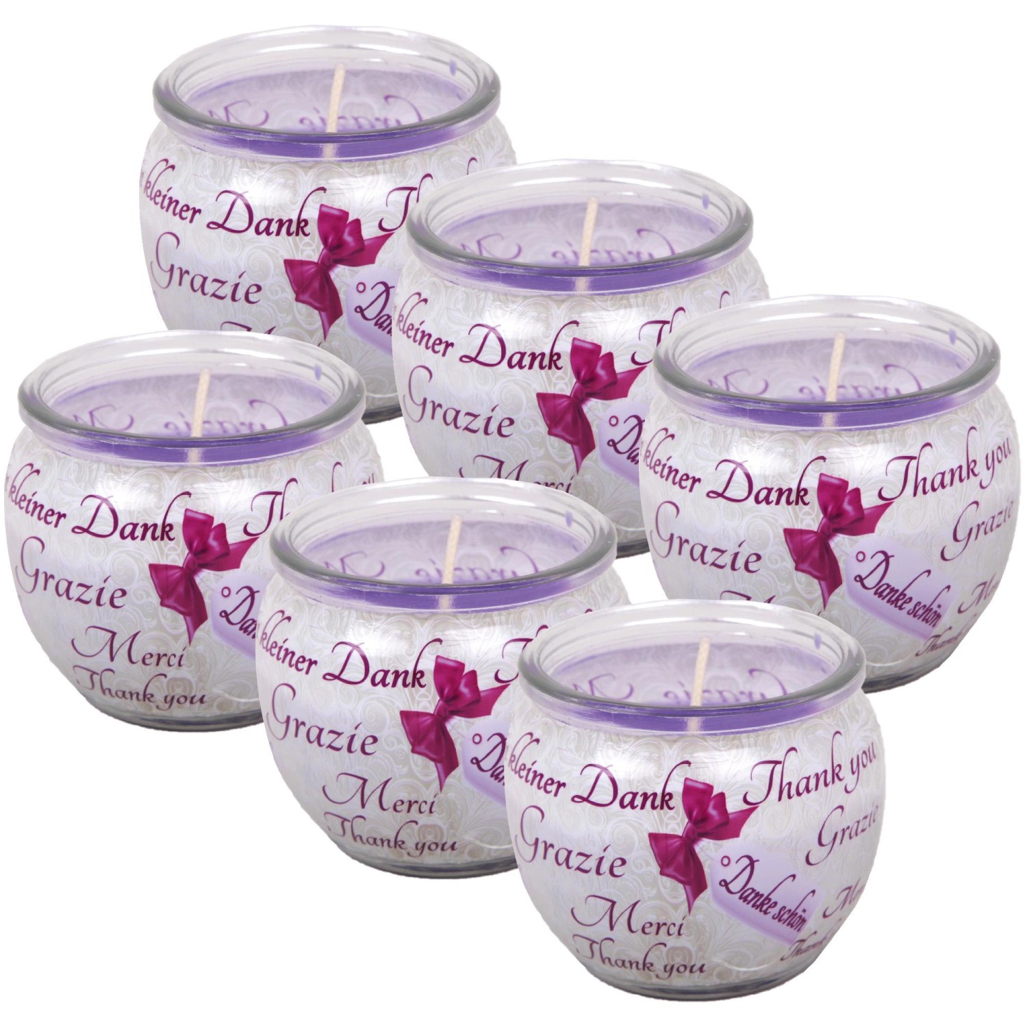 HS Candle Duftkerzen Sprüche 6er Pack Danke Schön günstig online kaufen