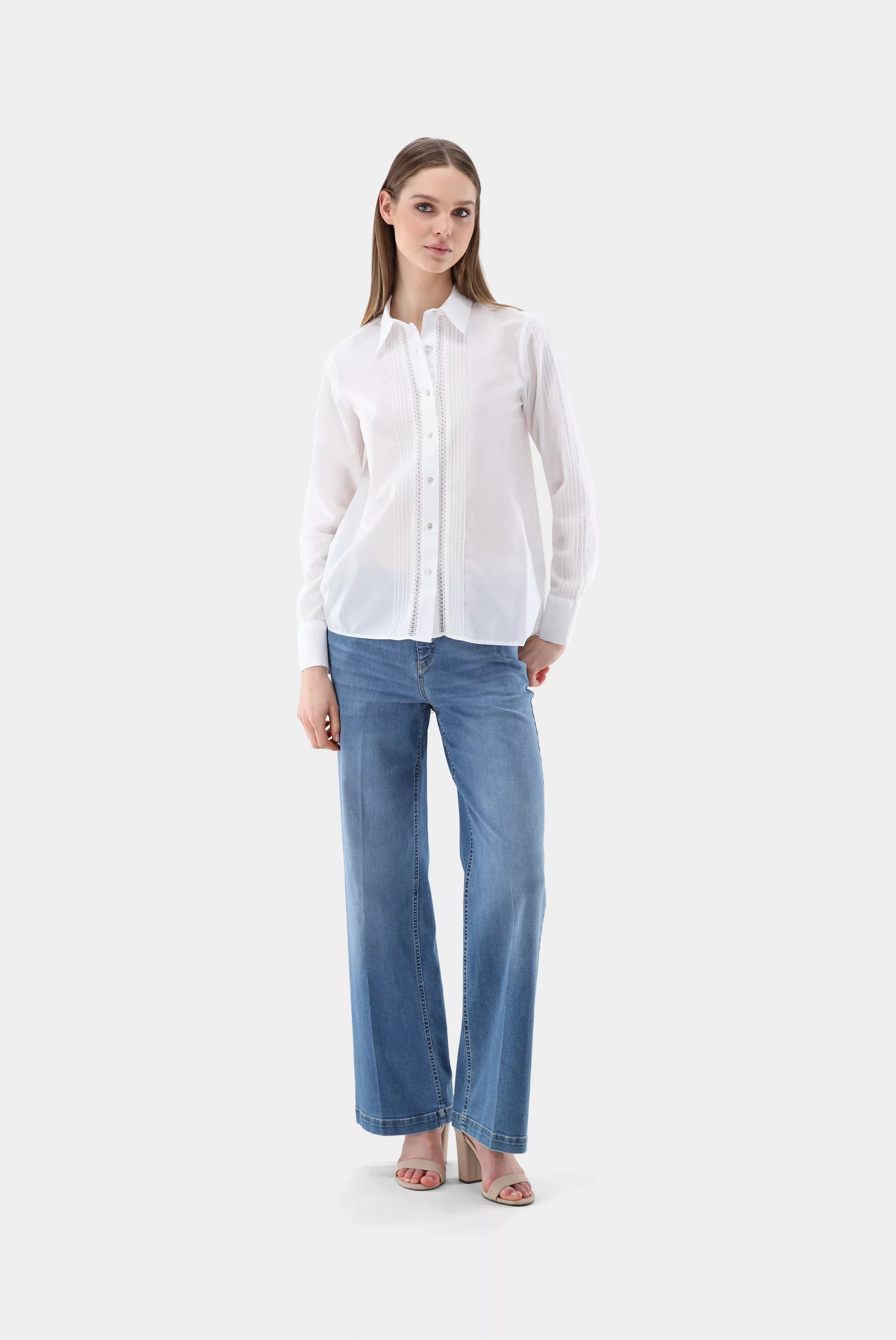 Taillierte Popeline Bluse aus Baumwollbatist günstig online kaufen