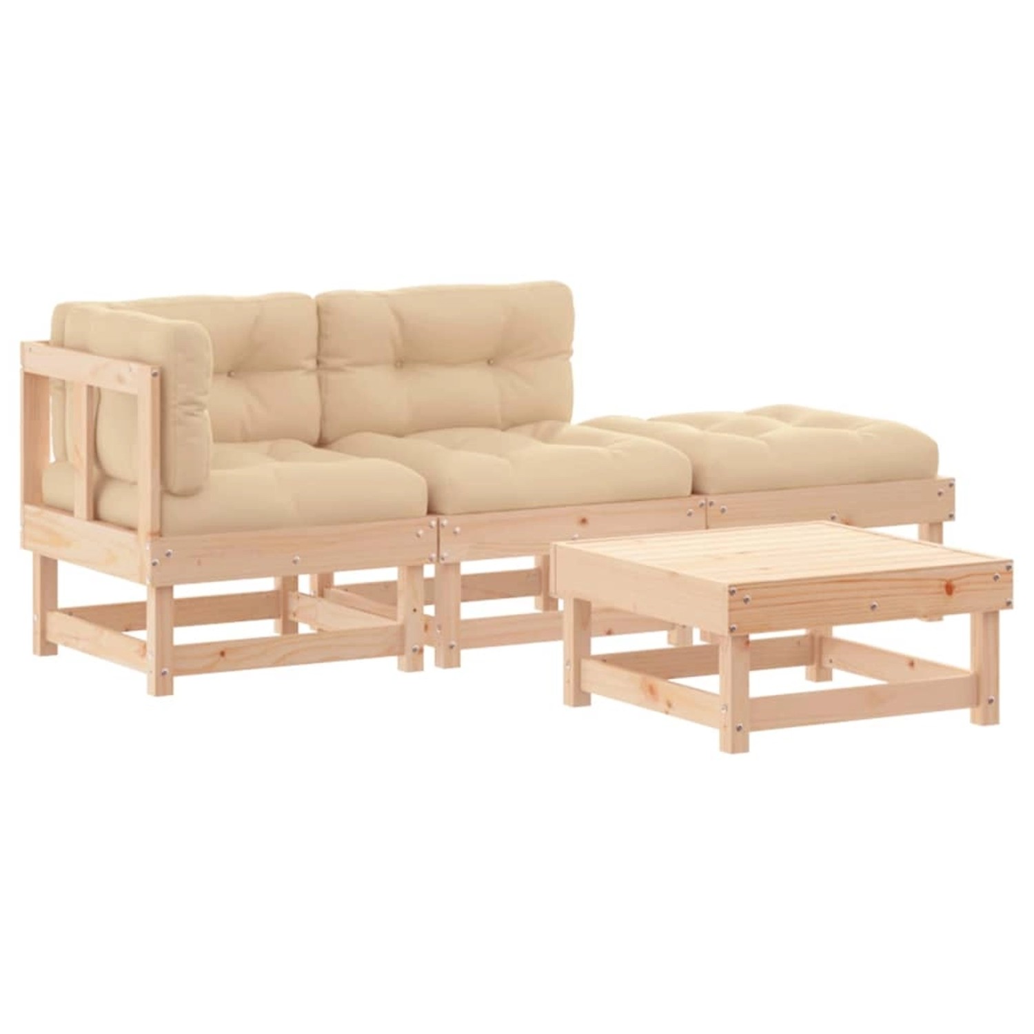 vidaXL 4-Tlg Garten-Lounge-Set mit Kissen Massivholz 3186011 günstig online kaufen