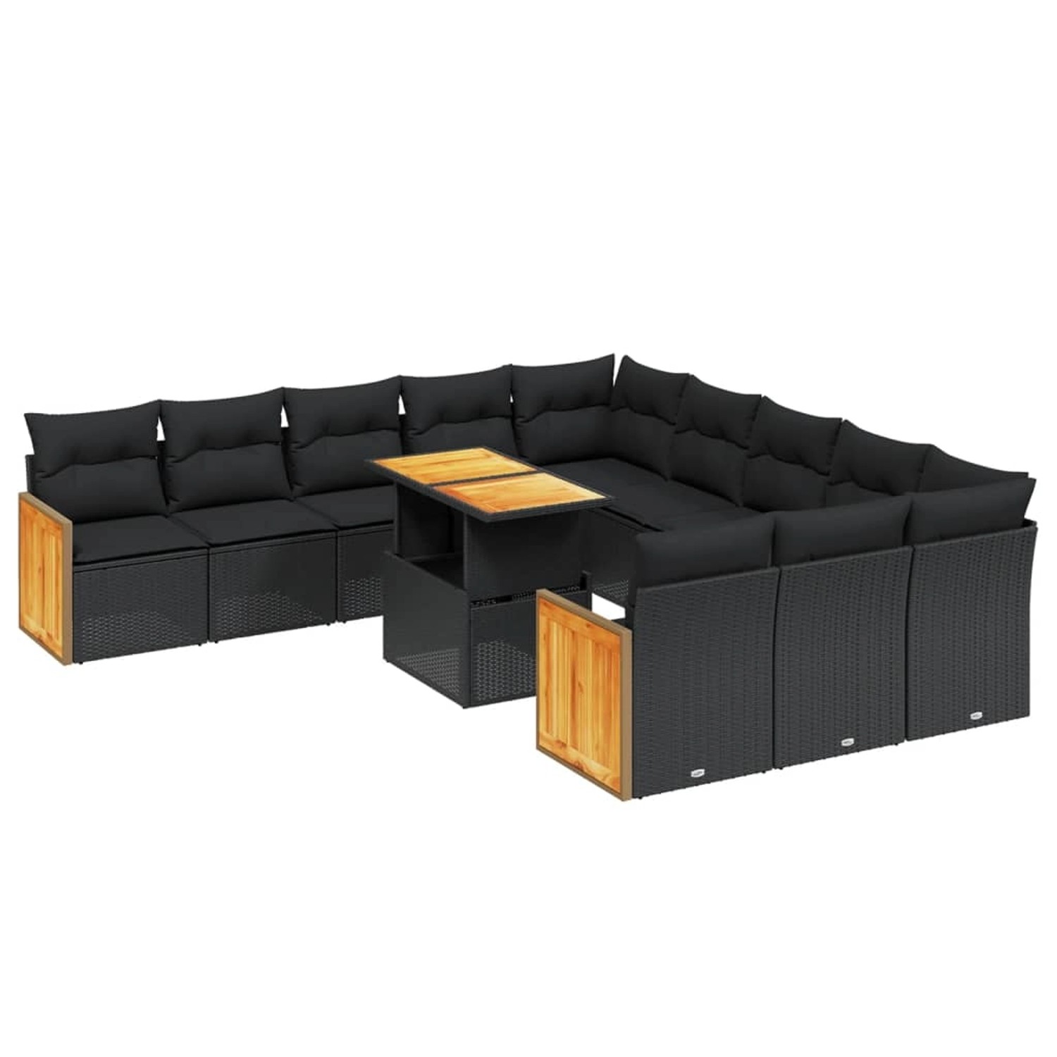 vidaXL 11-Tlg Garten-Sofagarnitur mit Kissen Schwarz Poly Rattan 3274142 günstig online kaufen