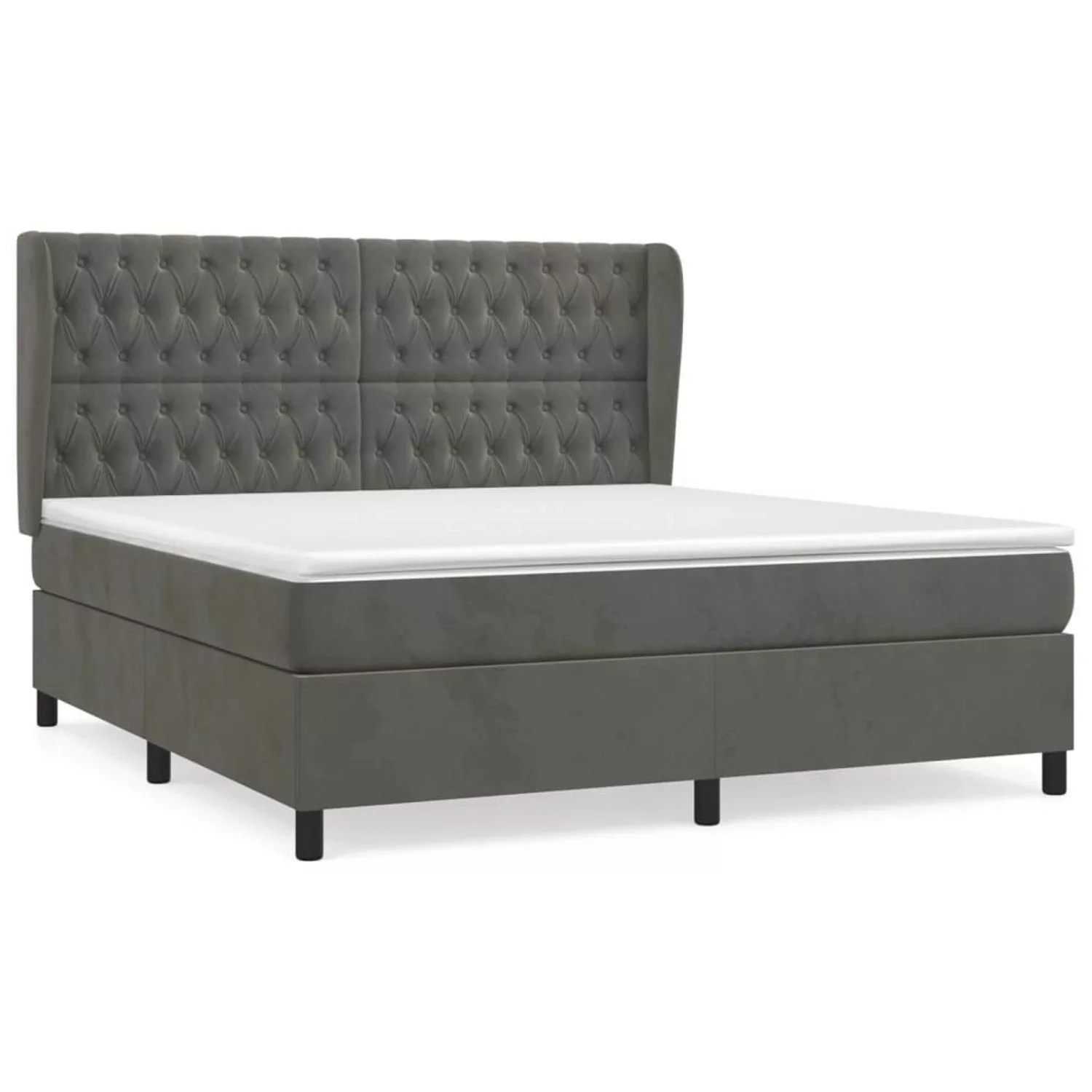 vidaXL Boxspringbett Boxspringbett mit Matratze Dunkelgrau 180x200 cm Samt günstig online kaufen