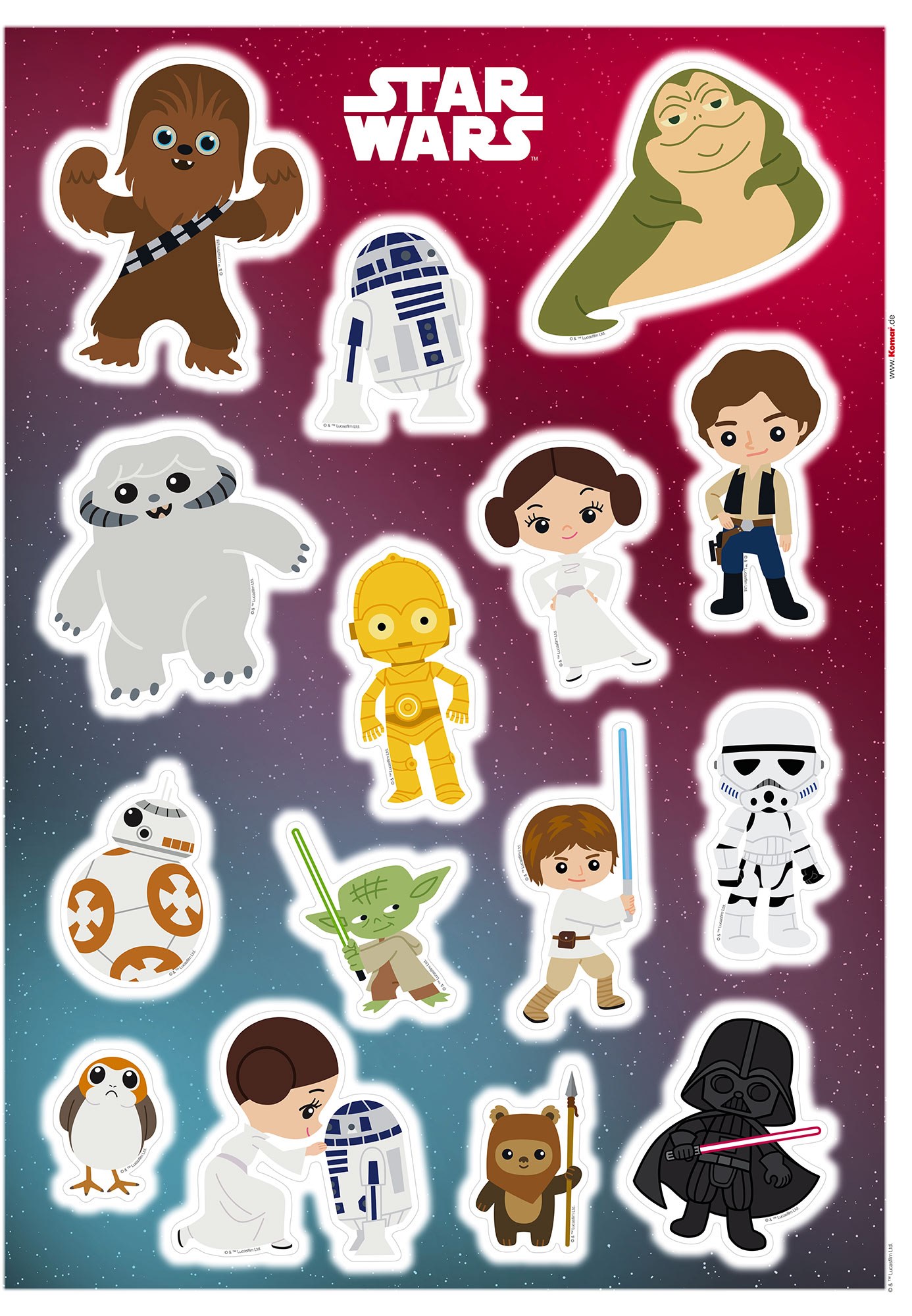 Komar Wandtattoo "Star Wars Little Heroes - Größe 50 x 70 cm", (15 St.), se günstig online kaufen