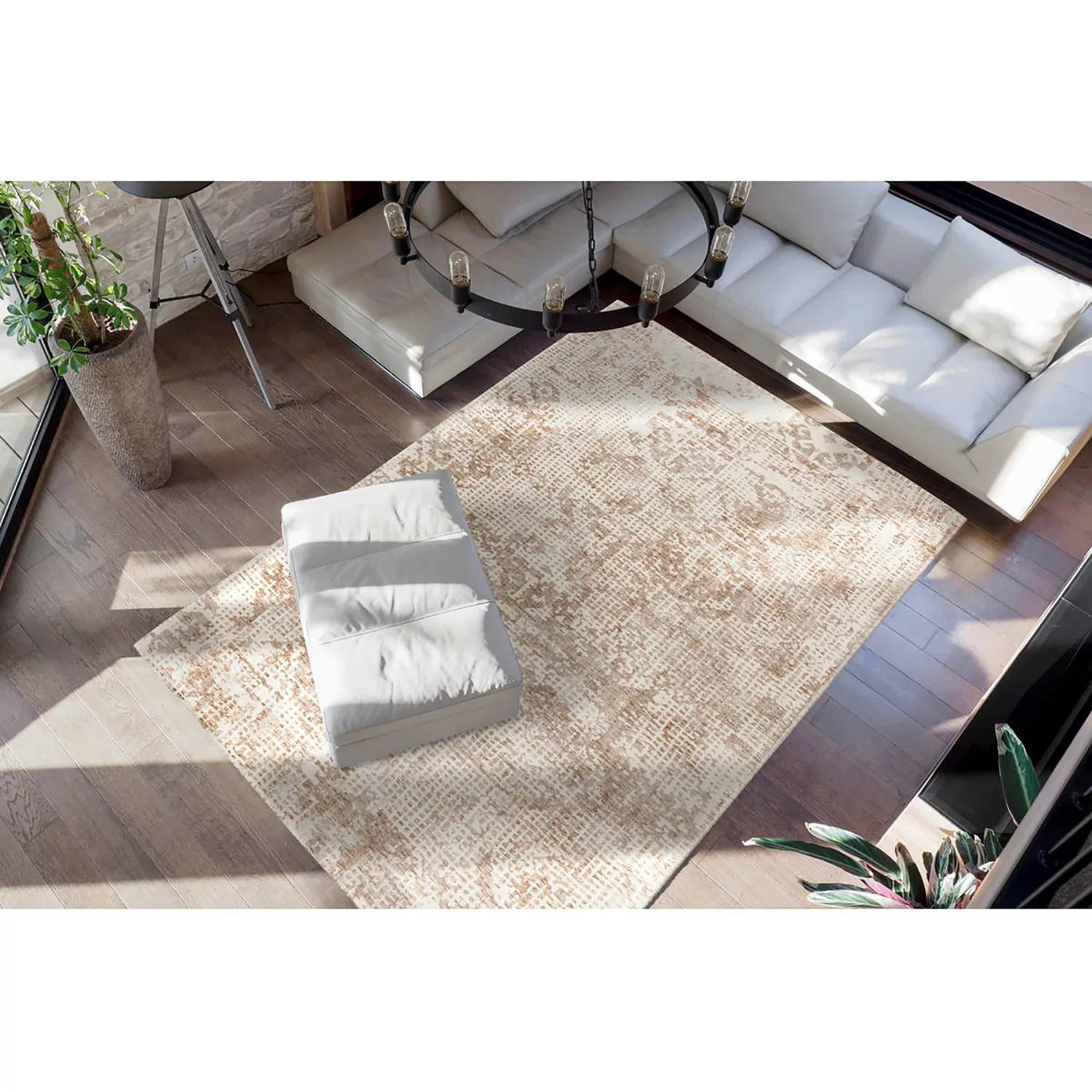 Padiro Teppich »Puerto 225«, rechteckig, Kurzflor, Viskose, Wohnzimmer, wei günstig online kaufen