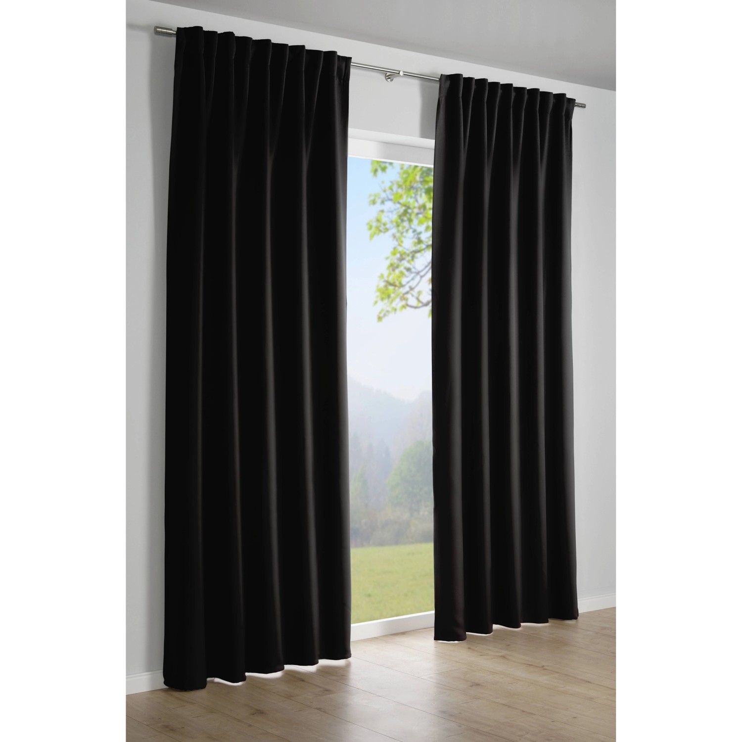 Bennetti Schal mit Gardinenband Dimout Schwarz 140 x 245 cm günstig online kaufen