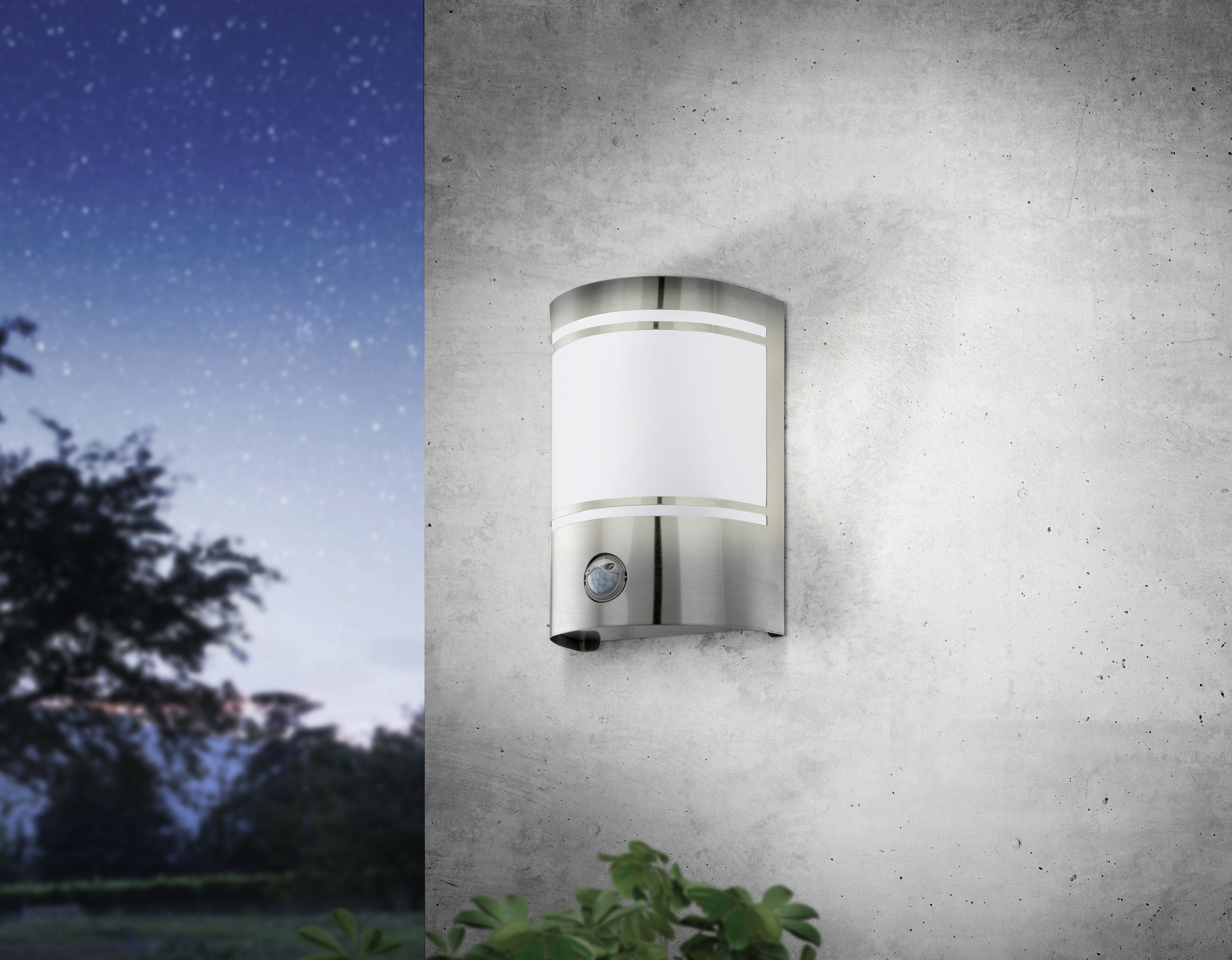 Außenwandlampe Cerno, Bewegungsmelder, Edelstahl günstig online kaufen