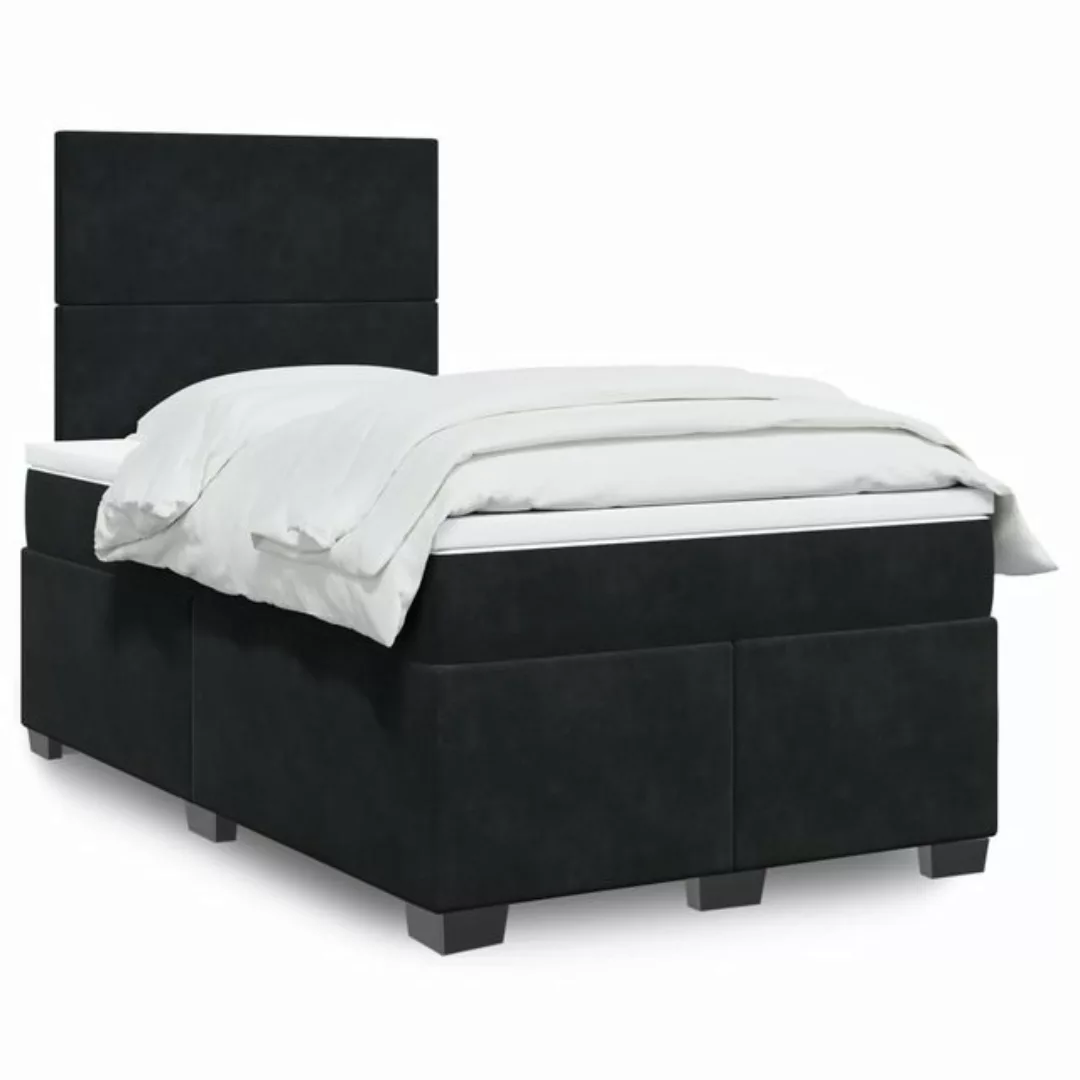 vidaXL Boxspringbett, Boxspringbett mit Matratze Schwarz 120x190 cm Samt günstig online kaufen