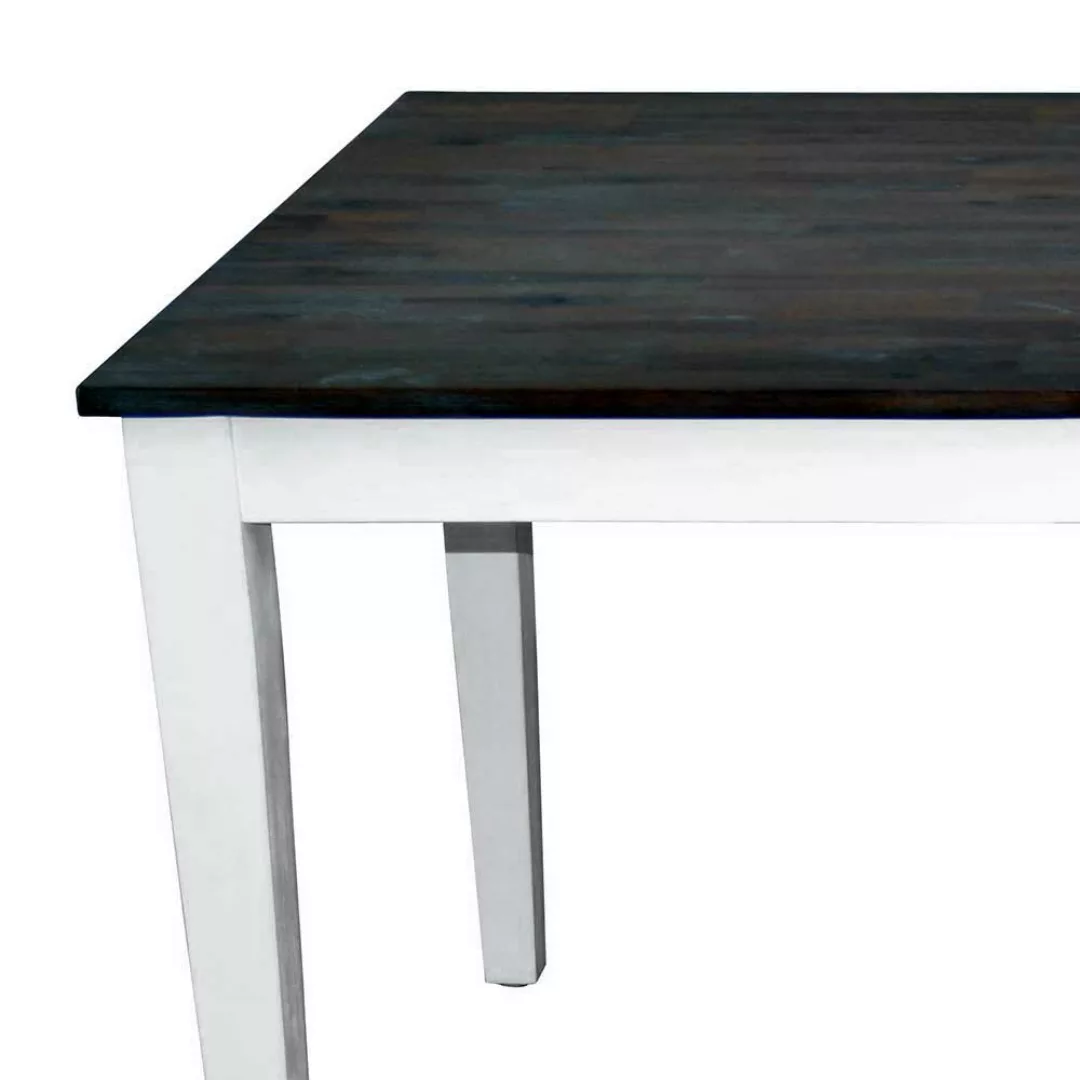 Massivholztisch in Weiß und Braun Akazie günstig online kaufen