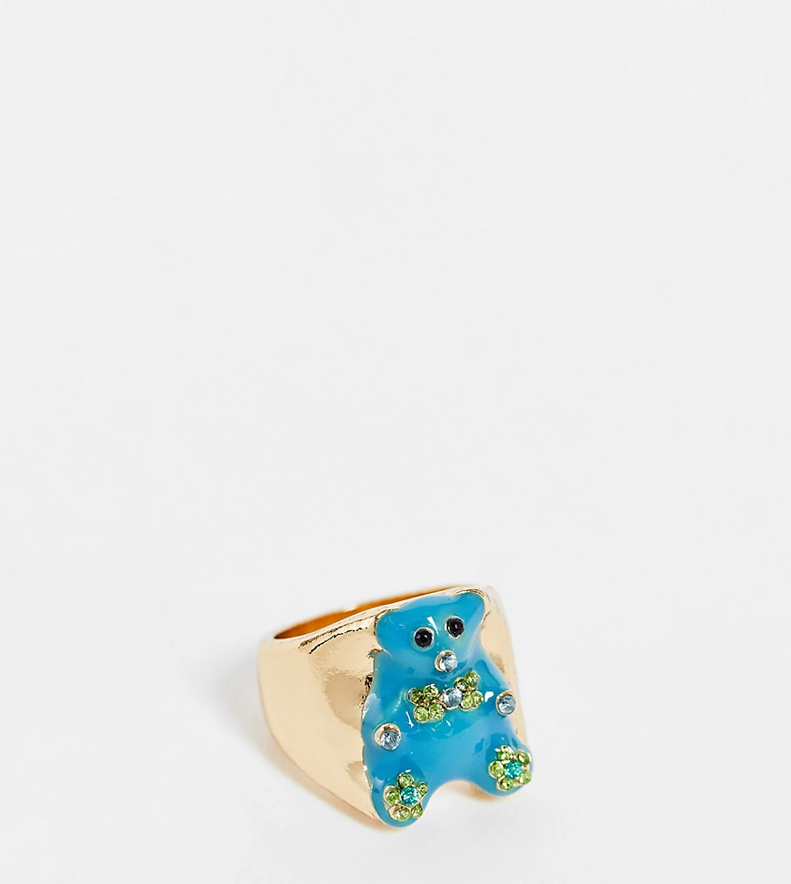 Reclaimed Vintage Inspired – Breiter Ring in Gold mit Teddybär-Goldfarben günstig online kaufen