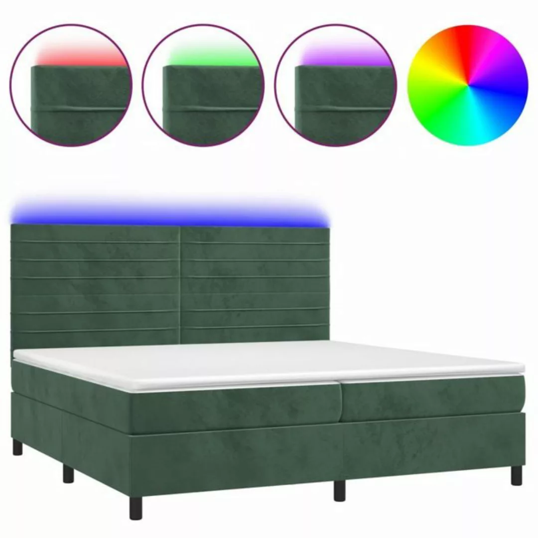 vidaXL Boxspringbett Boxspringbett mit Matratze LED Dunkelgrün 200x200 cm S günstig online kaufen