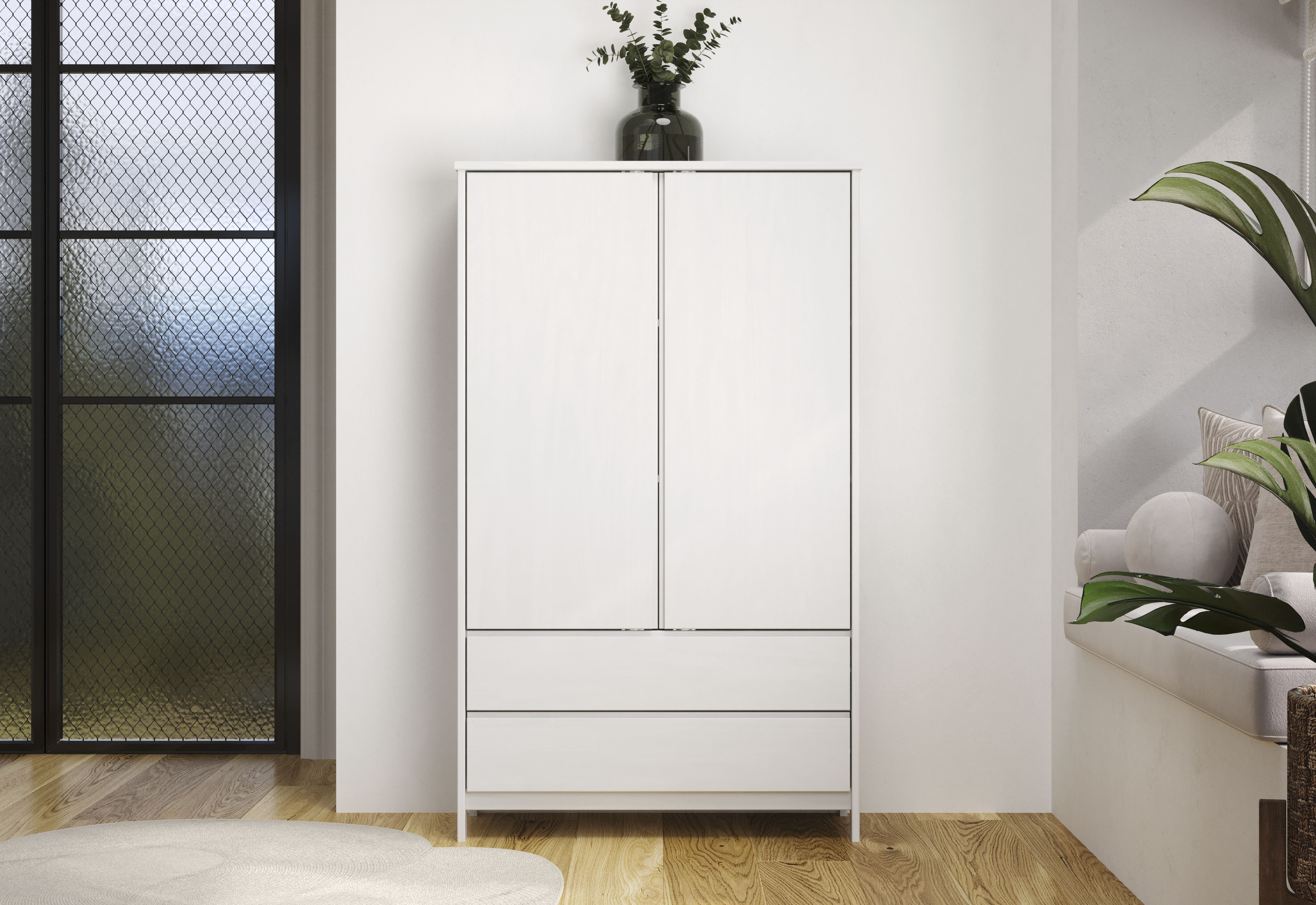 Home affaire Kleiderschrank "Aarhus", (1 St.), Weißer, griffloser Massivhol günstig online kaufen