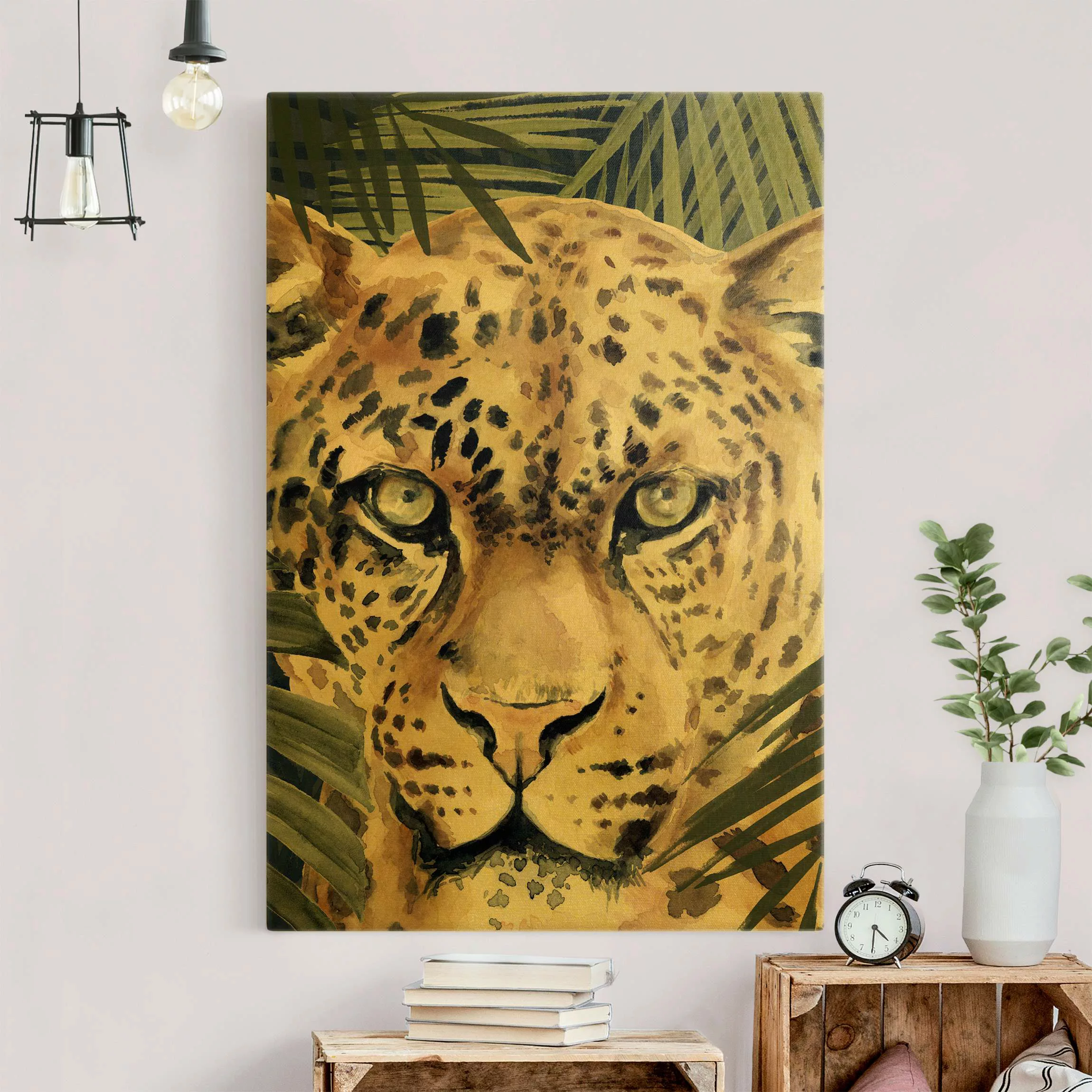 Leinwandbild Gold Leopard im Dschungel günstig online kaufen