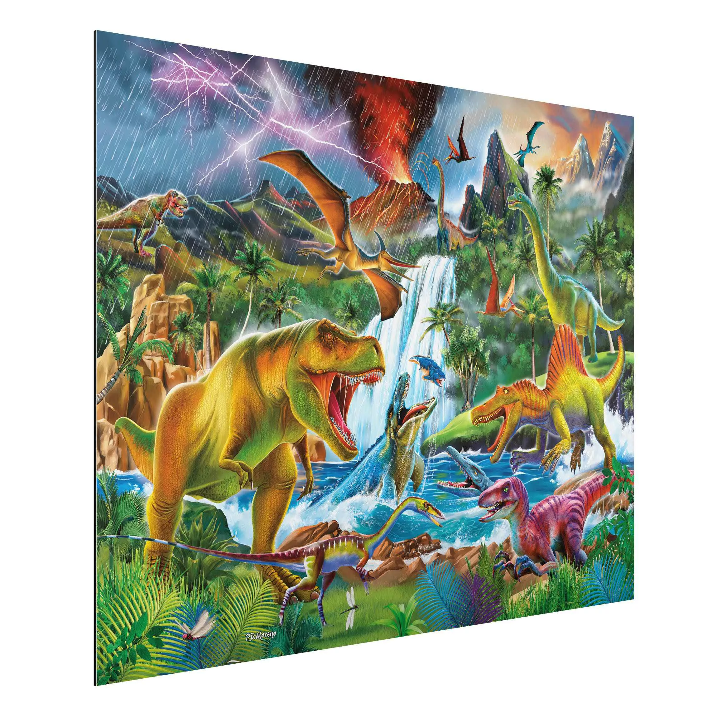 Alu-Dibond Bild Dinosaurier im Urzeitgewitter günstig online kaufen