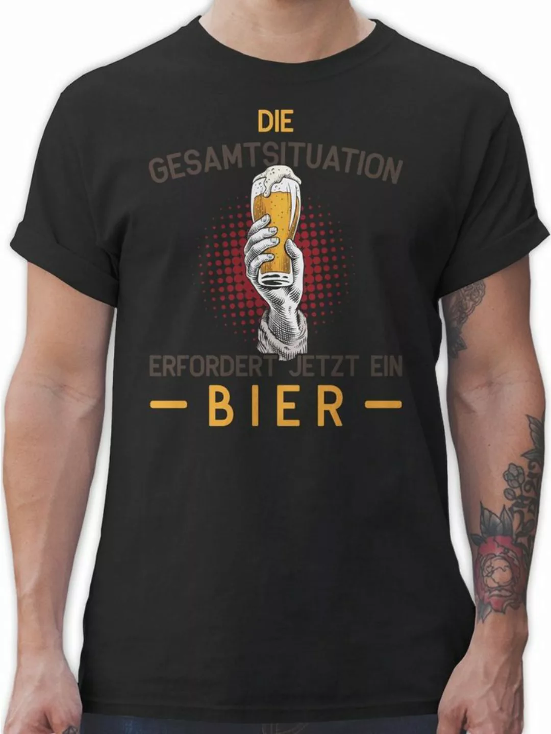 Shirtracer T-Shirt Die Gesamtsituation erfordert jetzt ein Bier - Geschenk günstig online kaufen