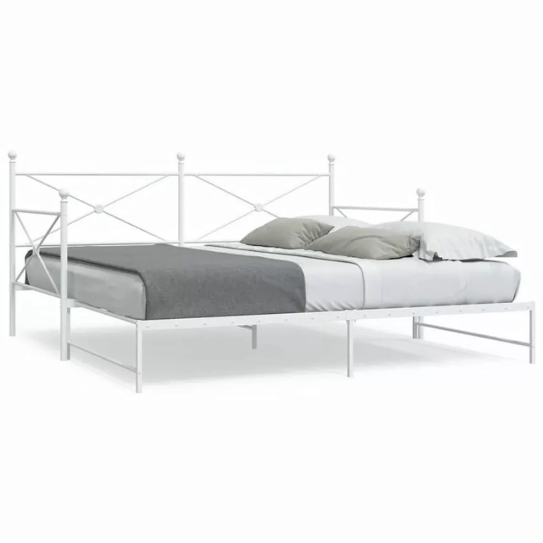 vidaXL Bett, Tagesbett Ausziehbar ohne Matratze Weiß 100x200 cm Stahl günstig online kaufen