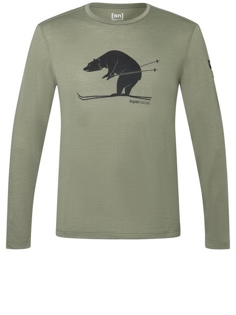 SUPER.NATURAL Langarmshirt für Herren, Merino SKI KARL Ski Motiv, atmungsak günstig online kaufen