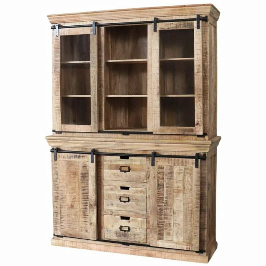 baario Buffet Schrank VODICE 150cm massiv Mangoholz Vitrine Landhaus Design günstig online kaufen