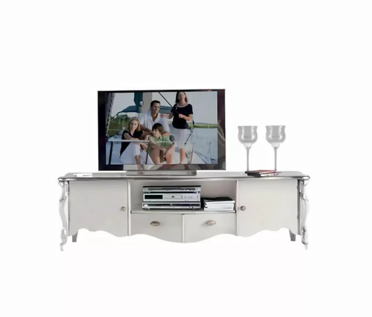 Xlmoebel TV-Schrank Fernsehstand RTV Unterschrank Klassisch Weiß Holz Moder günstig online kaufen