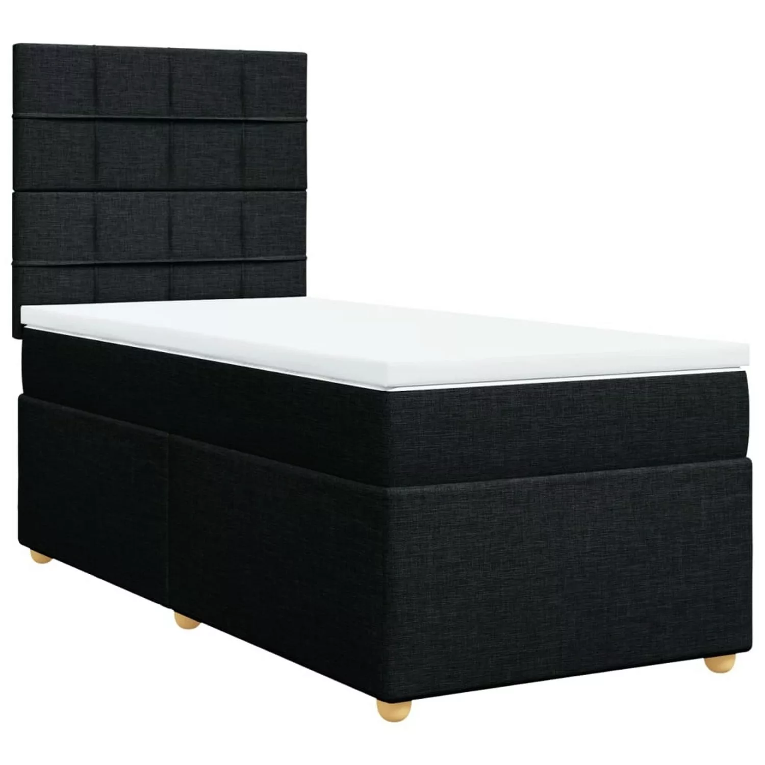 vidaXL Boxspringbett mit Matratze Schwarz 90x200 cm Stoff2101712 günstig online kaufen