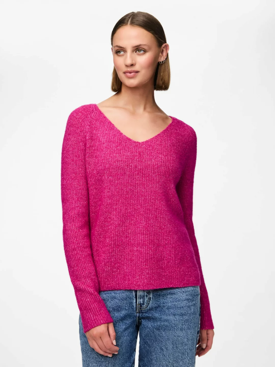 pieces V-Ausschnitt-Pullover "PCELLEN LS V-NECK KNIT NOOS BC", mit Wolle günstig online kaufen