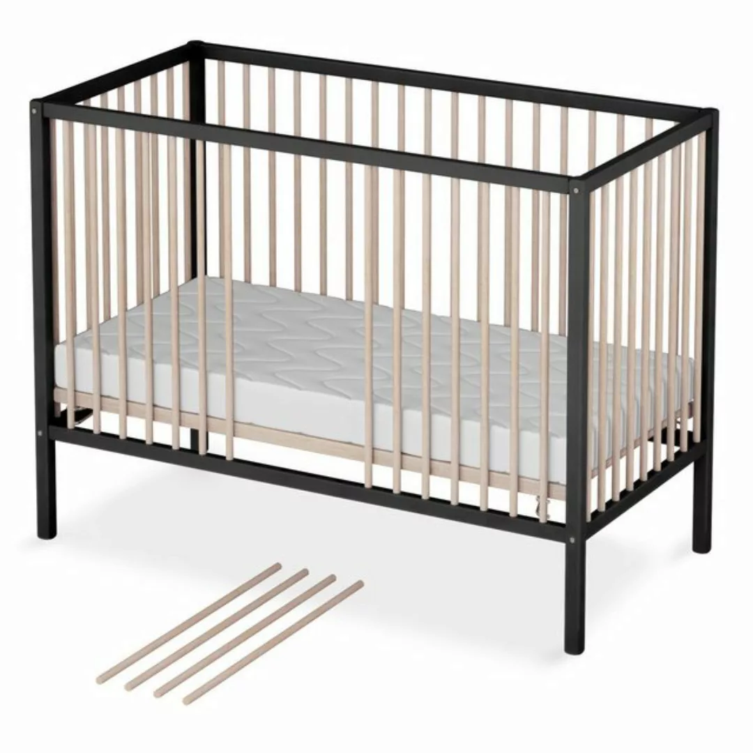 Sämann Babybett Babybett Sleepy 60x120 cm Matratze SleepPlus, schwarz/natur günstig online kaufen