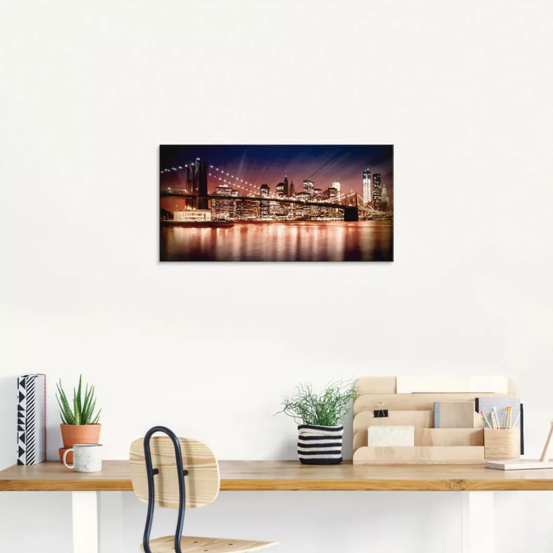 Artland Glasbild »Manhattan Sonnenuntergang«, Brücken, (1 St.) günstig online kaufen