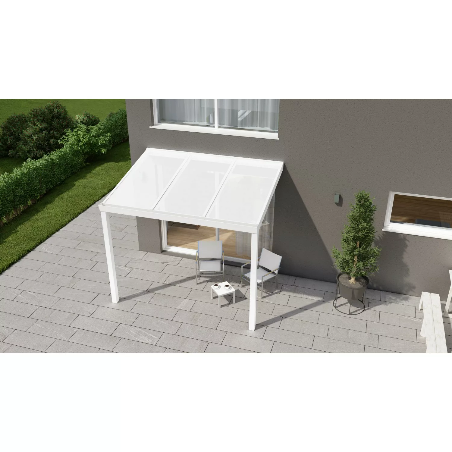 Terrassenüberdachung Professional 300 cm x 200 cm Weiß PC Opal günstig online kaufen