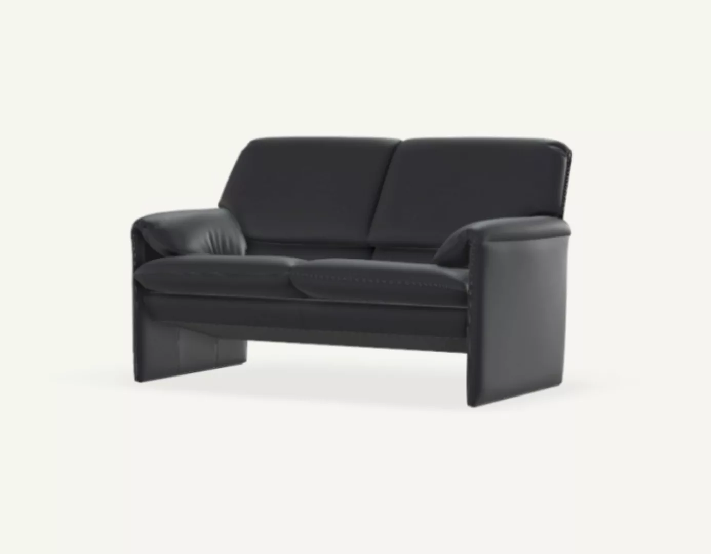 Ledersofa Schwarz 2-Sitzer 147 cm breit von Leolux Bora-Bèta günstig online kaufen