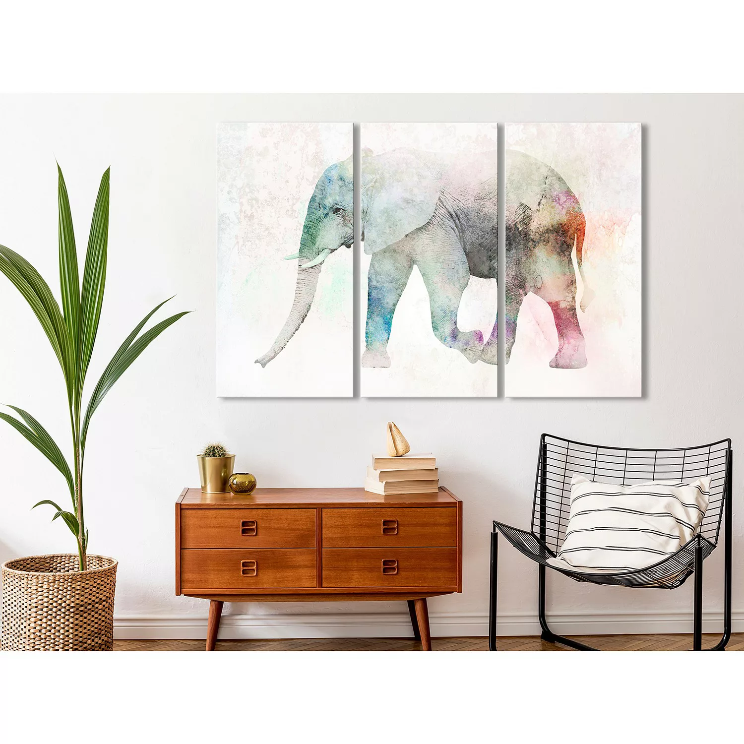 Wandbild - Painted Elephant (3 Parts) günstig online kaufen