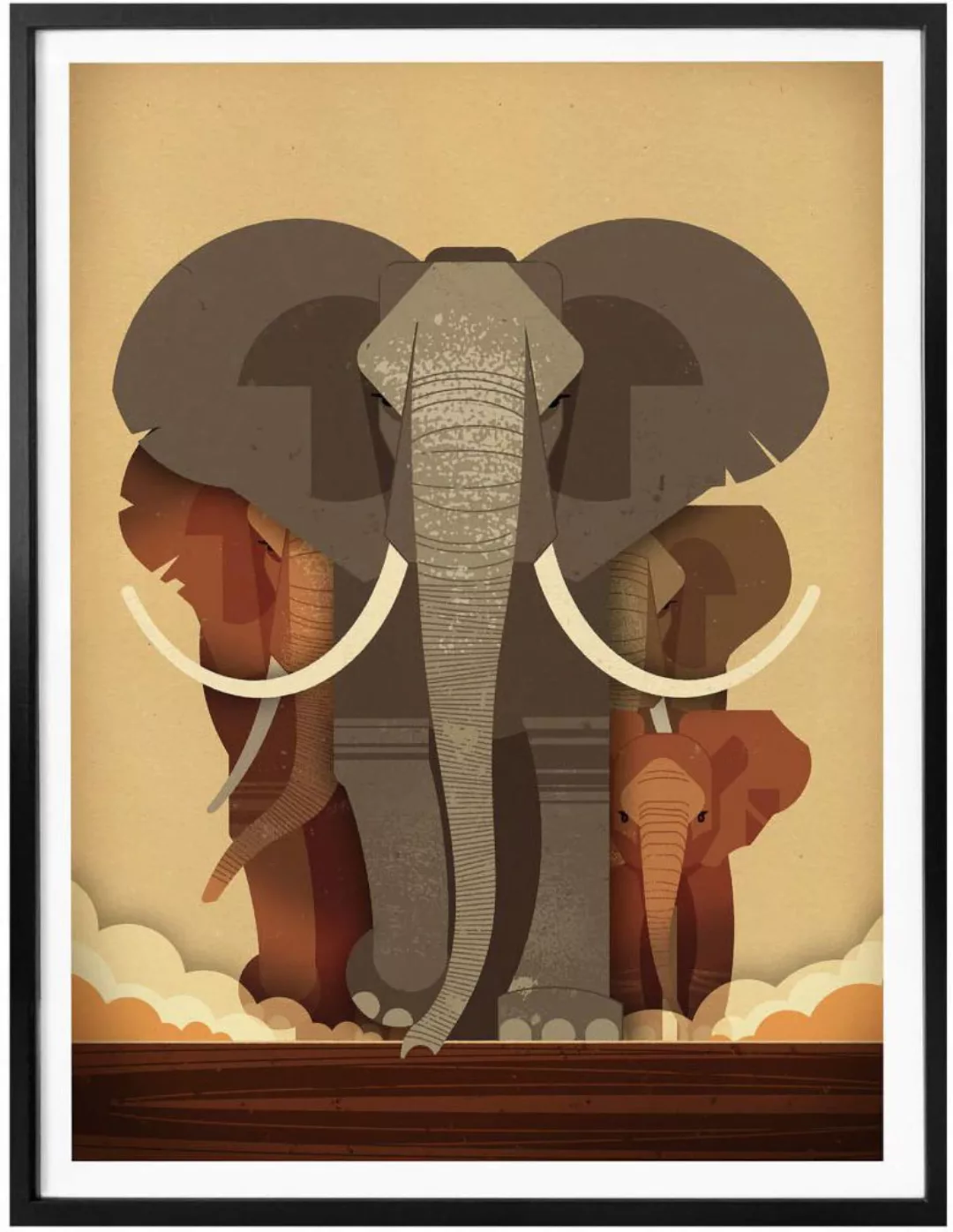 Wall-Art Poster »Elephants«, Elefanten, (1 St.), Poster ohne Bilderrahmen günstig online kaufen