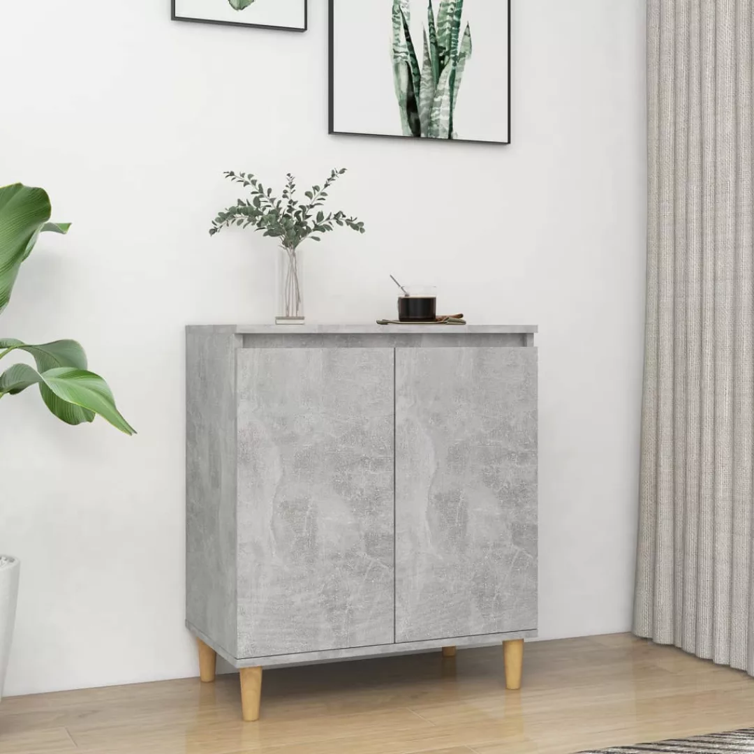 Sideboard Mit Massivholzbeinen Betongrau 60x35x70cm Spanplatte günstig online kaufen